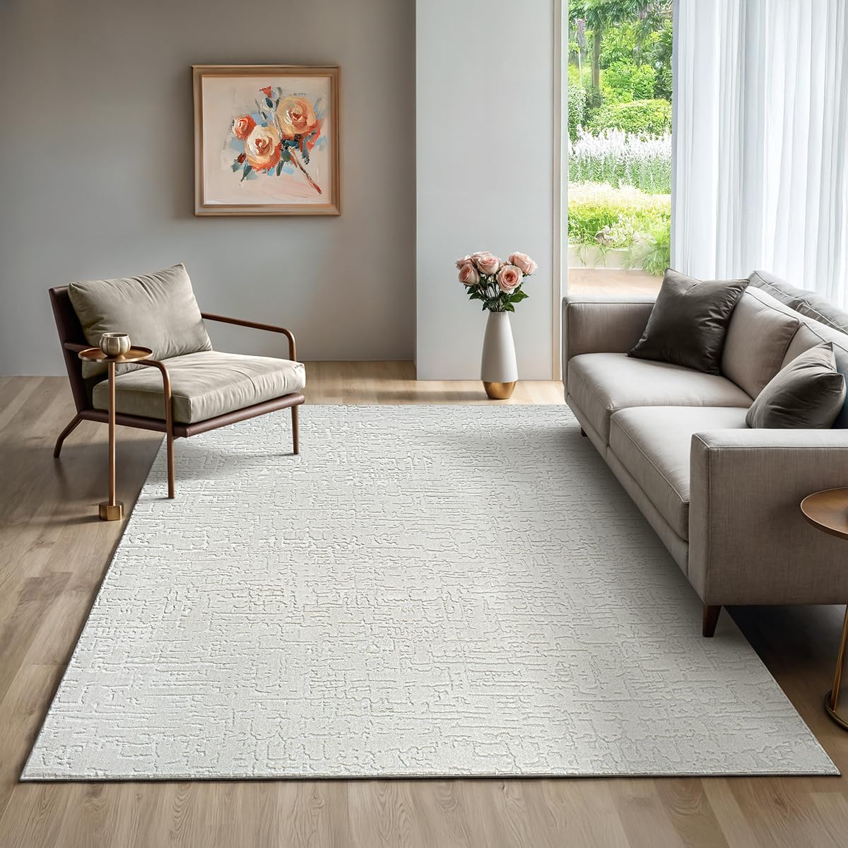 the carpet Rio - modern and soft carpet with non-slip backing and 3D look, fluffy surface, easy-care and robust, cream, 160 x 220 cm — image 1
