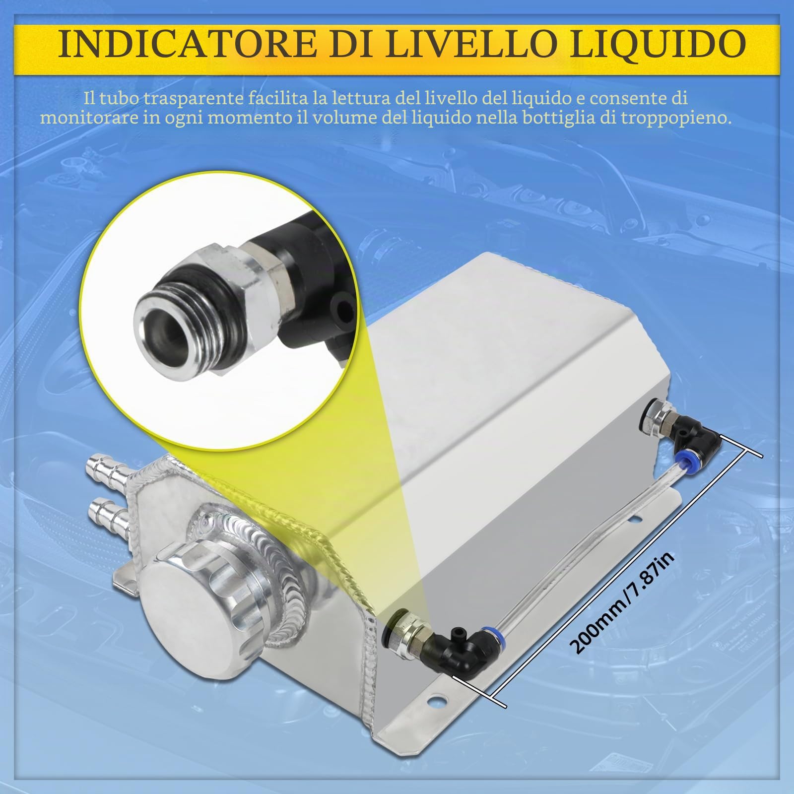 Serbatoio universale Coolant Overflow 2L Expansion Catch Can in alluminio lucidato