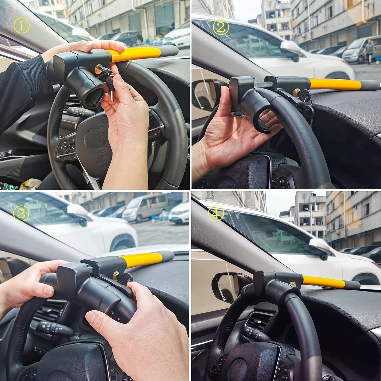 Bloque Volant Voiture pour Peugeot SUV 2008/3008 /4007/4008 /5008, Canne Antivol Voiture Haute Visibilité, Canne Antivol, Barre Sécurité Véhicule