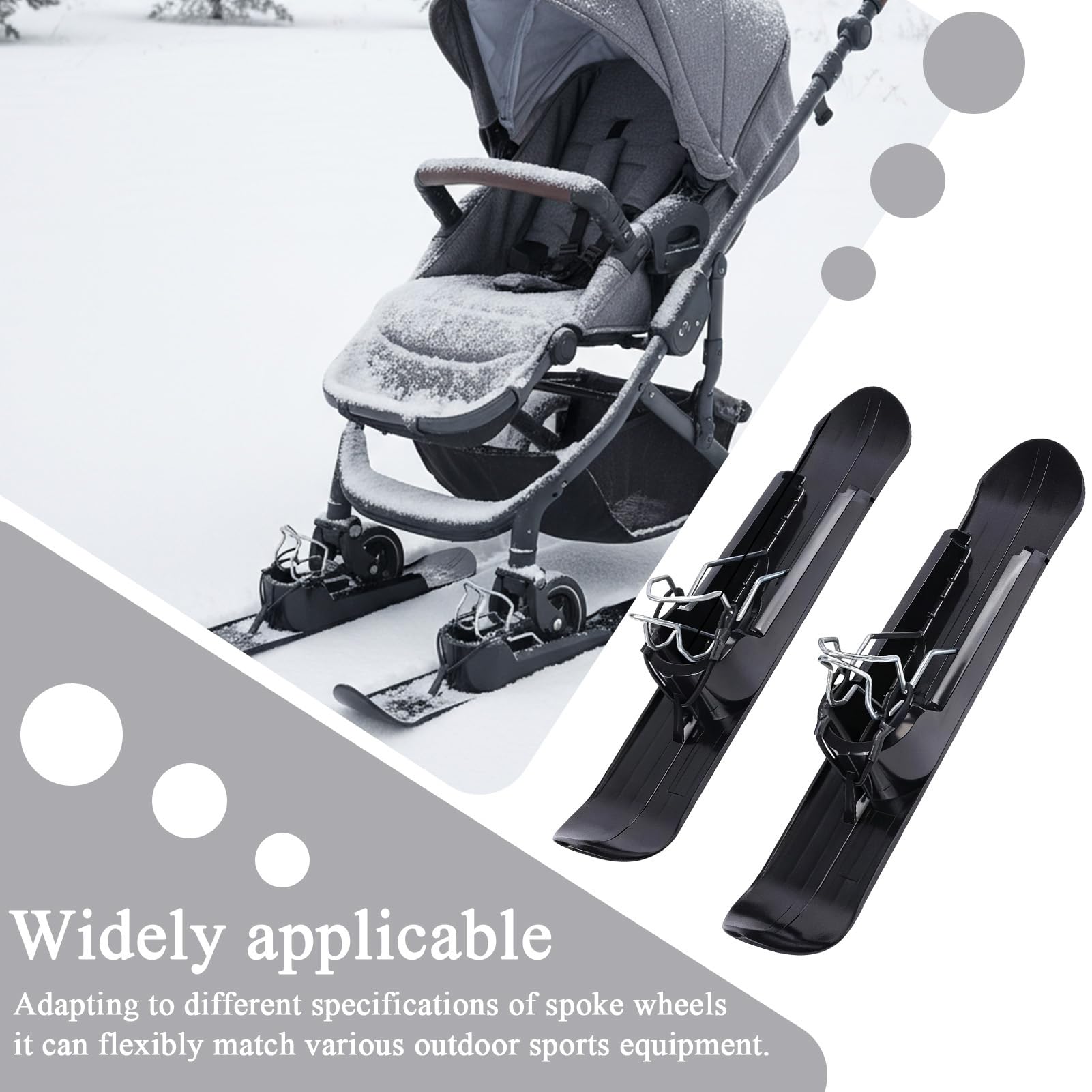 Esquís para Cochecito | Patinete Trineo Ligero de Fácil Instalación - Trineo para Esquiar con Cochecito De Invierno | para Niños Y Niñas En Invierno para Exterior Descenso En Terreno Plano Césped