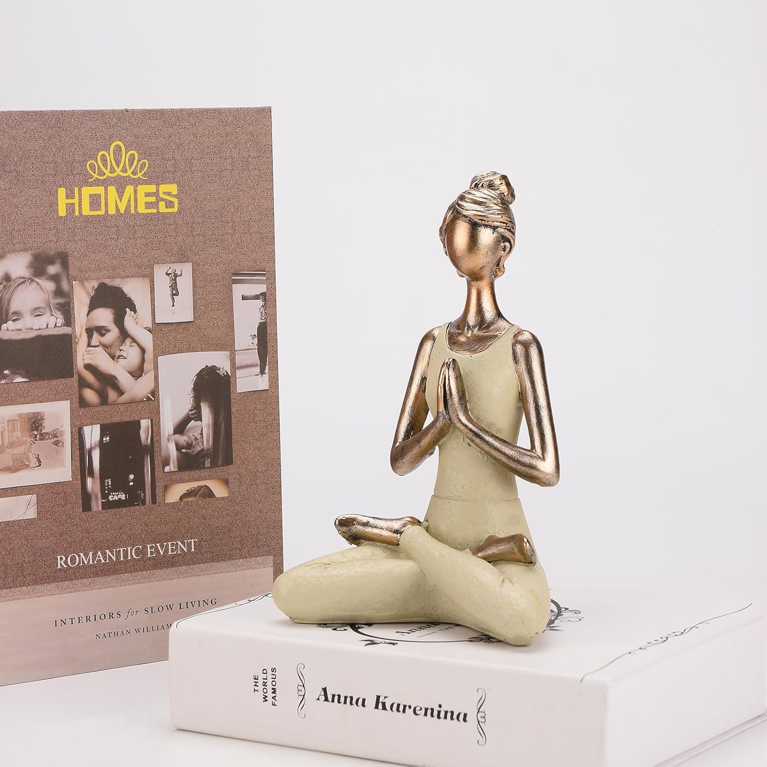 BRABUD Resin Yoga Girl Statue 8.3''(H) Meditation Zen Modern Figurine Home Bedroom Bookself Living Room Desk Decor Collectible Gift TQSHBS38