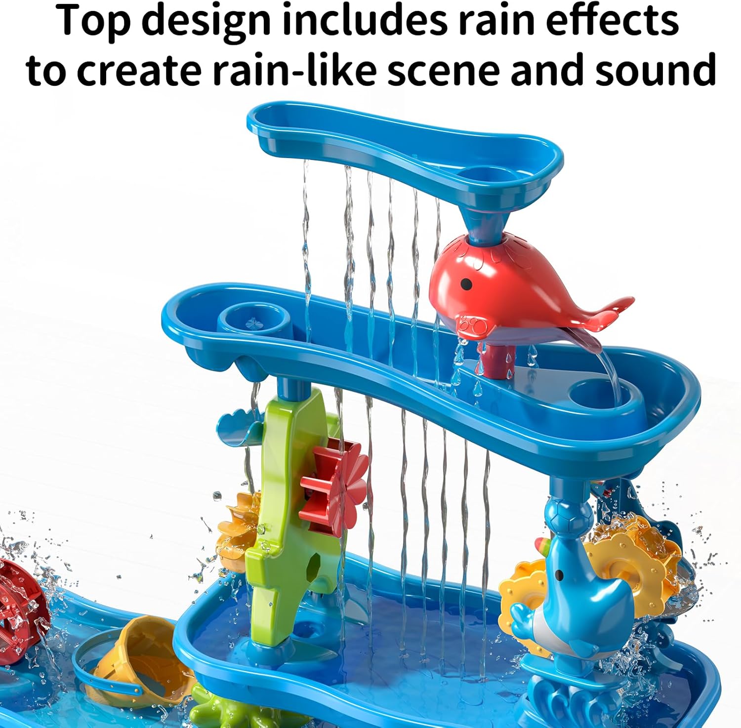 TEMI Water Table for Kids 3-5, Rain Showers Pond Toddler Sand Water Table, Outdoor Toys Kids Beach Toys Water Sensory Table for Toddler Boys Girls Age 3 4 5 6 7 8, Beach Summer Toys for Age 3-8