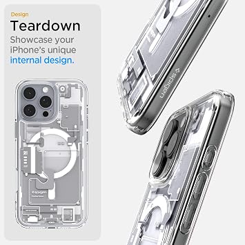 Spigen Apple iPhone 16 Pro Max ile Uyumlu ince MagSafe Kılıf Ultra Hybrid Sararmaya Dayanıklı DuraClear™ Hava Kanalı Teknolojisi™ Askeri Sınıf Koruma MagFit Zero One White Tasarım Kapak - ACS08005