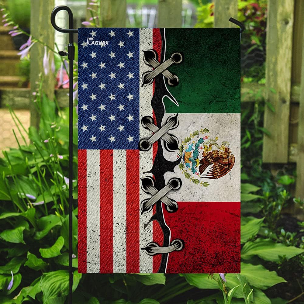 Flags-Mexican - American Flag LHA758F, House Flag (29.5" x 39.5")-USA House Garden Flags Premium Polyester-Decorative Outdoor Flags