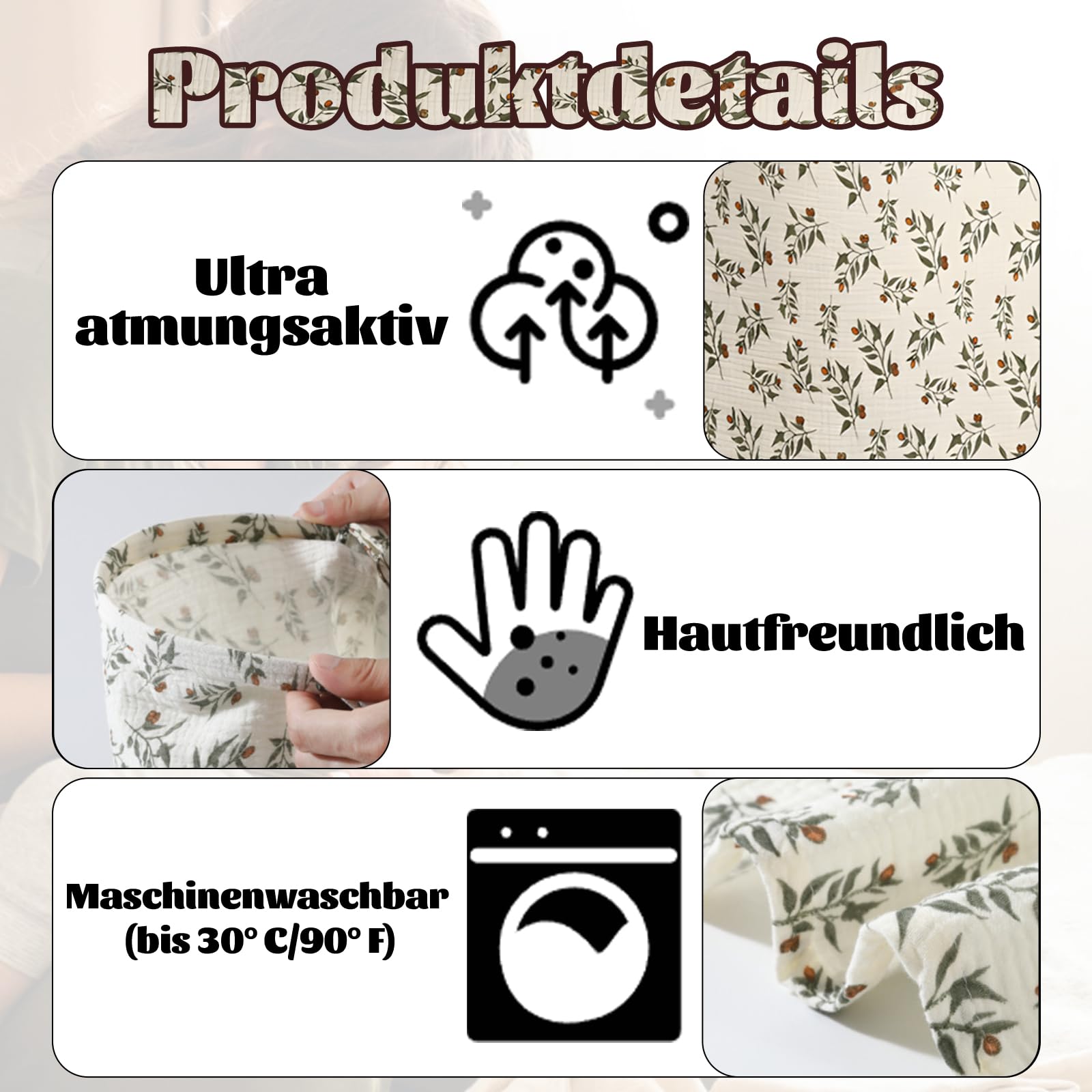 Couverture d'allaitement kaki en mousseline 100% coton, tablier doux et respirant pour bébé