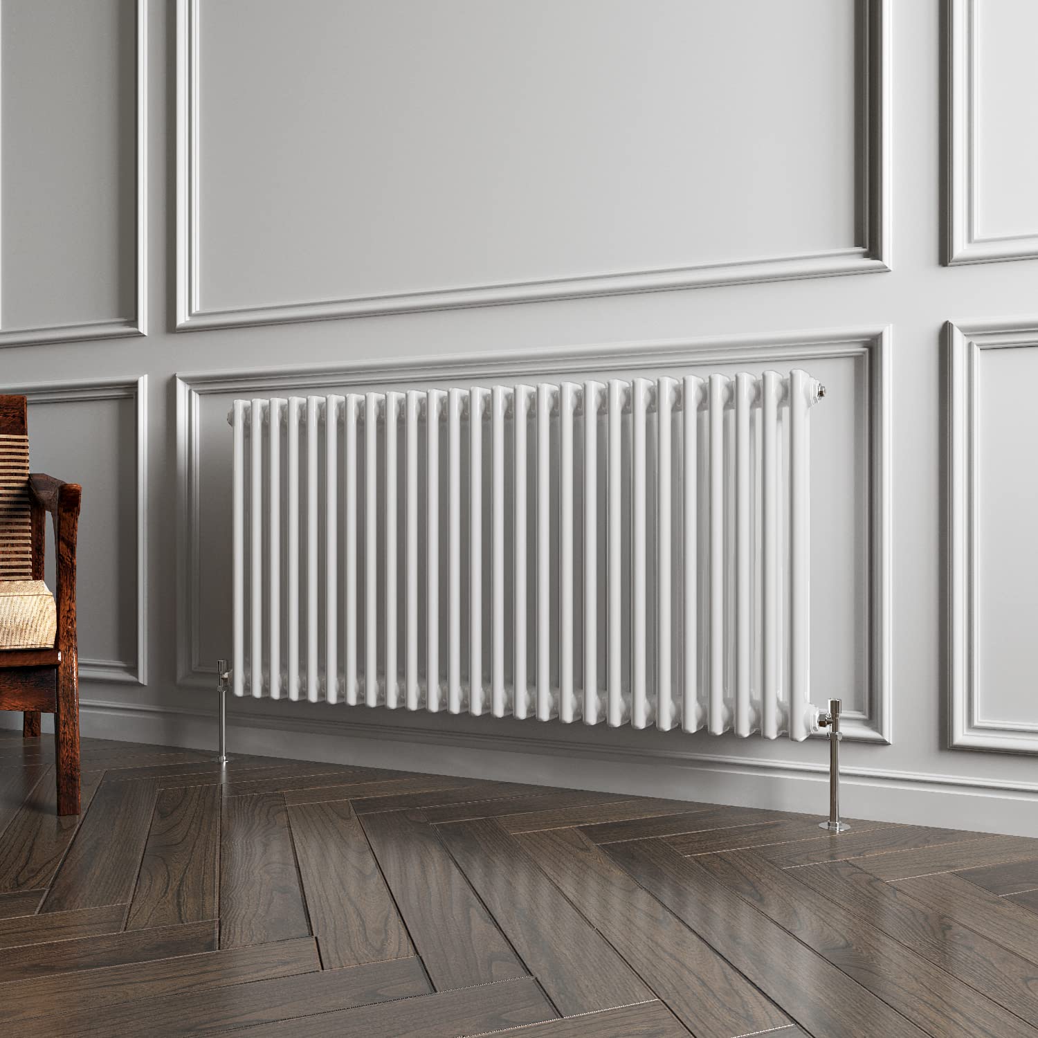 2 Column Radiator White Traditional Style 600x1190mm Horizontal Vintage Radiator,Design for Bedroom, Dining Room, Living Room — image 1