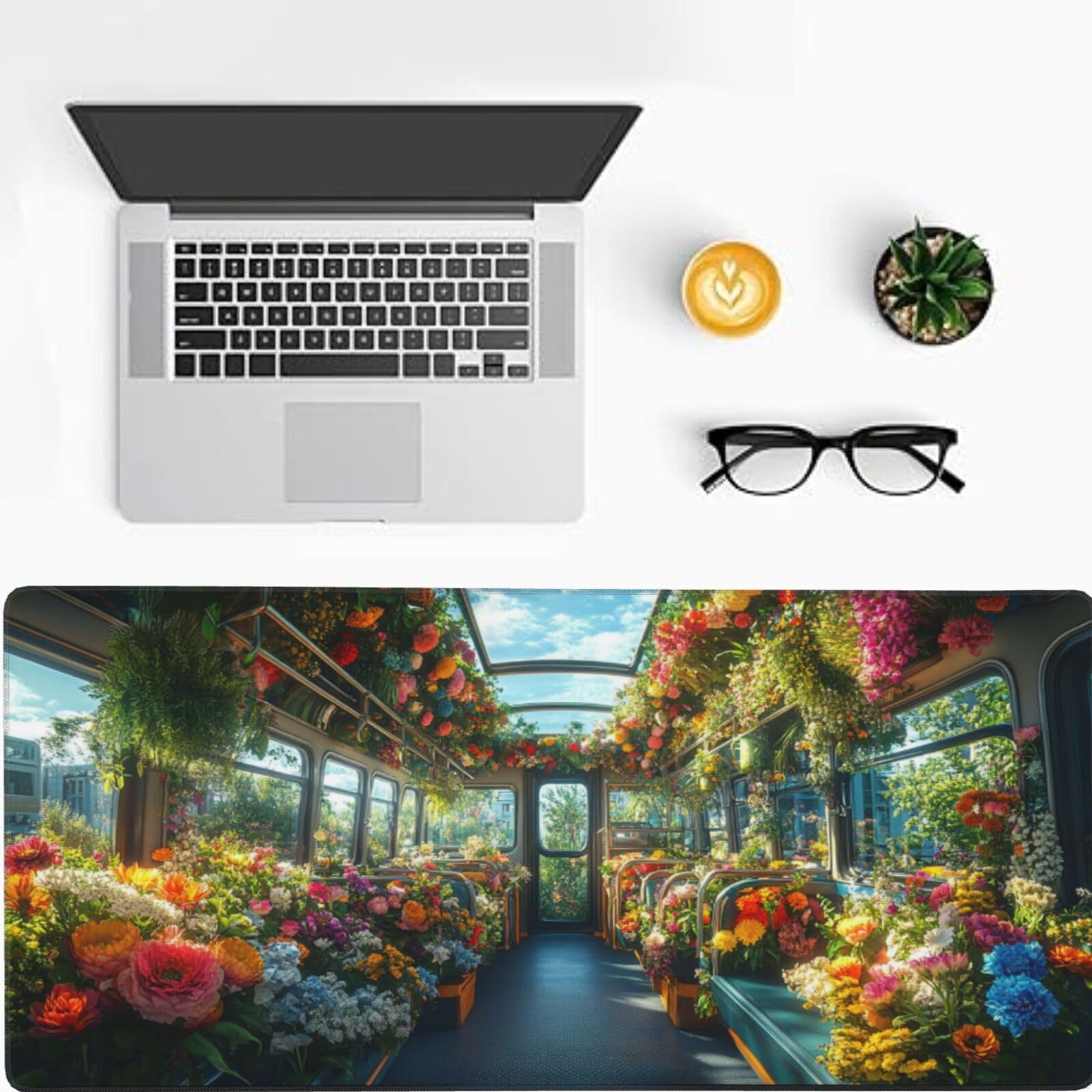 Fiore Tappetino Gaming 1000x500x3mm, Grande Tappetino Scrivania XXL Treno, Bordi Cuciti Tappetino per Mouse ad Tracciamento di Precisione Migliora precisione e velocità, Accessori Ufficio Decor-z466
