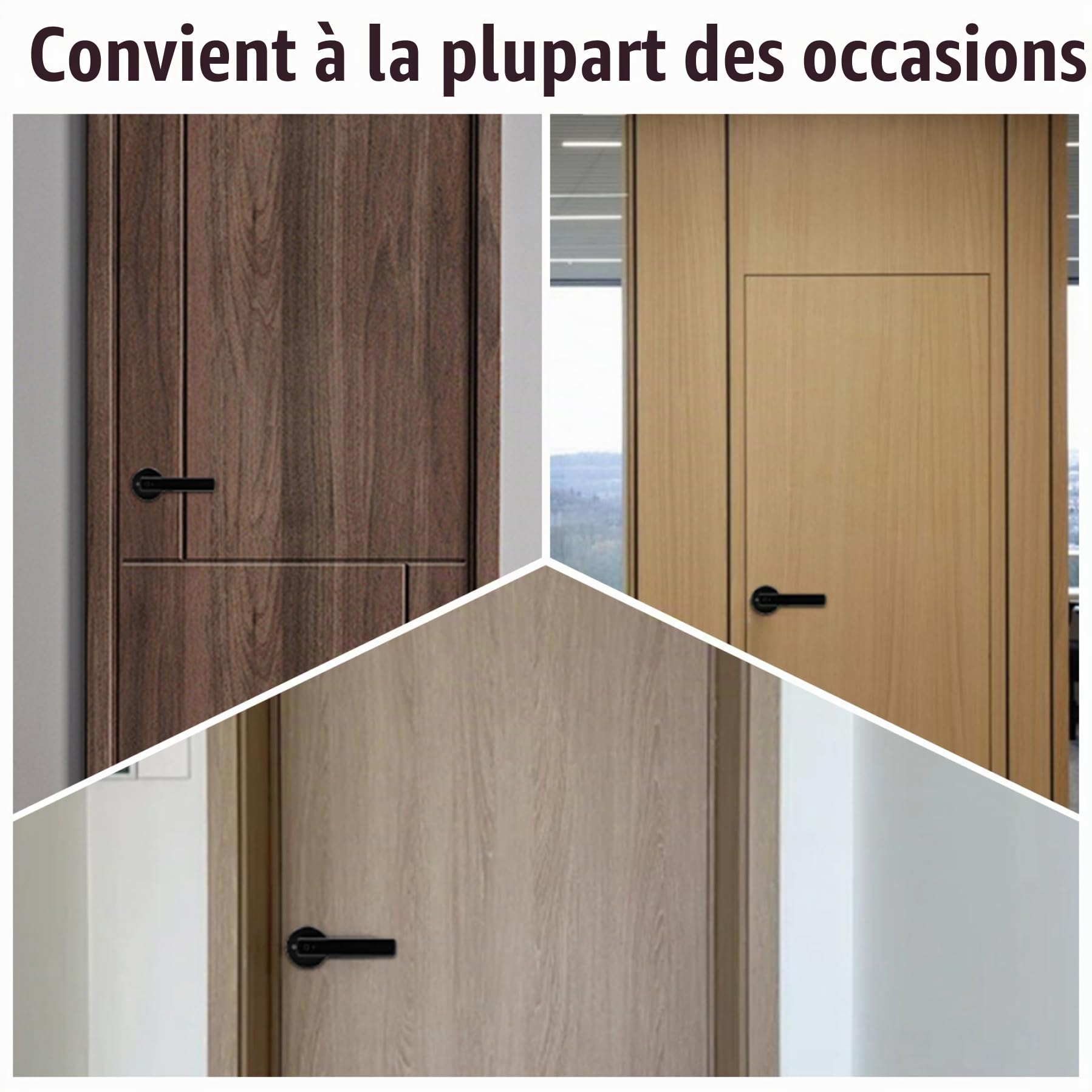 Serrure de porte à empreintes digitales, poignée de porte intelligente avec digitale/application/Code/clés, serrure à clavier électronique pour chambre coucher, maison, hôtel, bureau, a