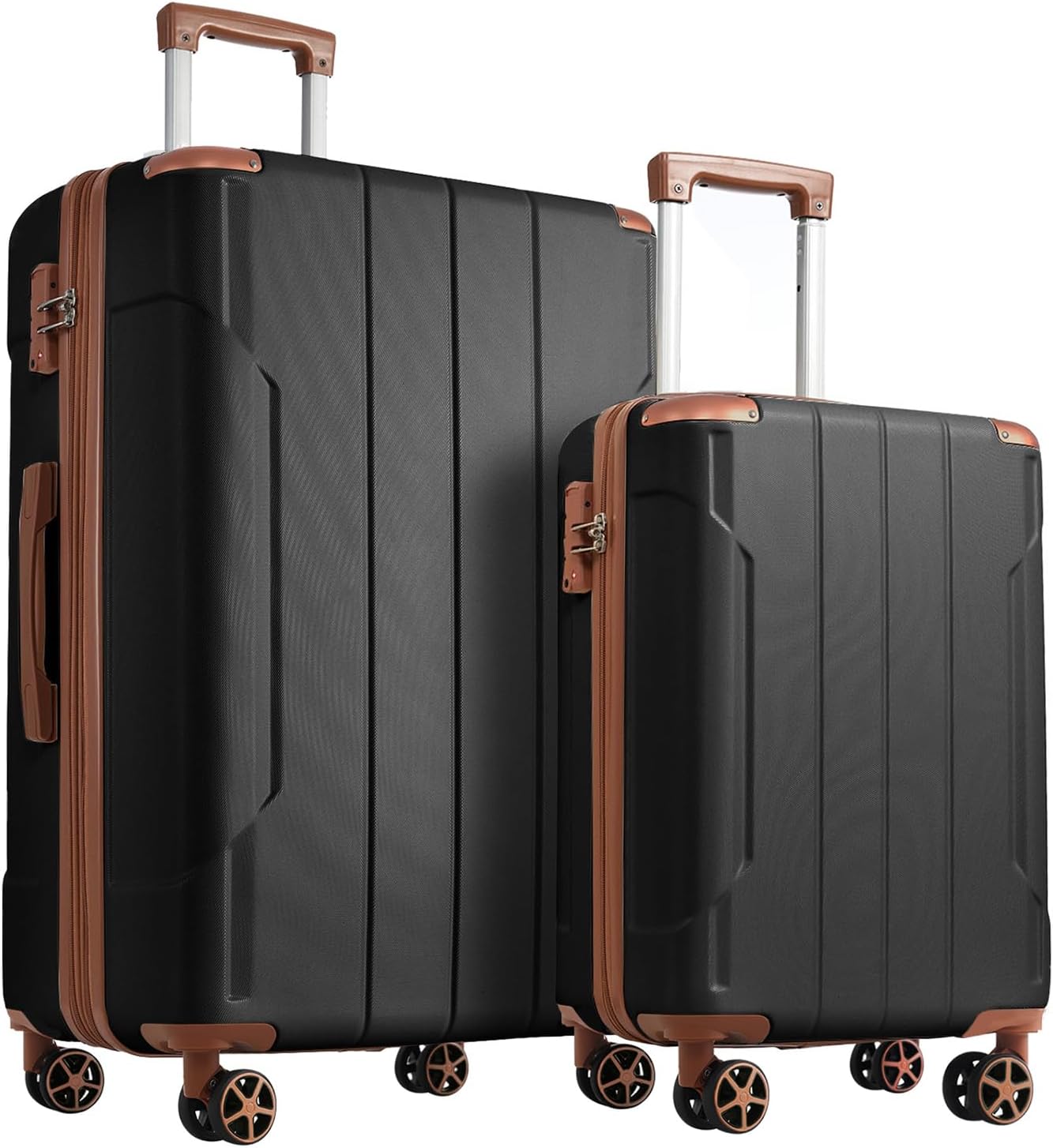 2 Piece Luggage Sets with Spinner Wheels, Hardside Expandable Luggage, Hardshell Carry on Suitcase and Lightweight 28 inch Checked Luggage for Travel Men Women (Black)