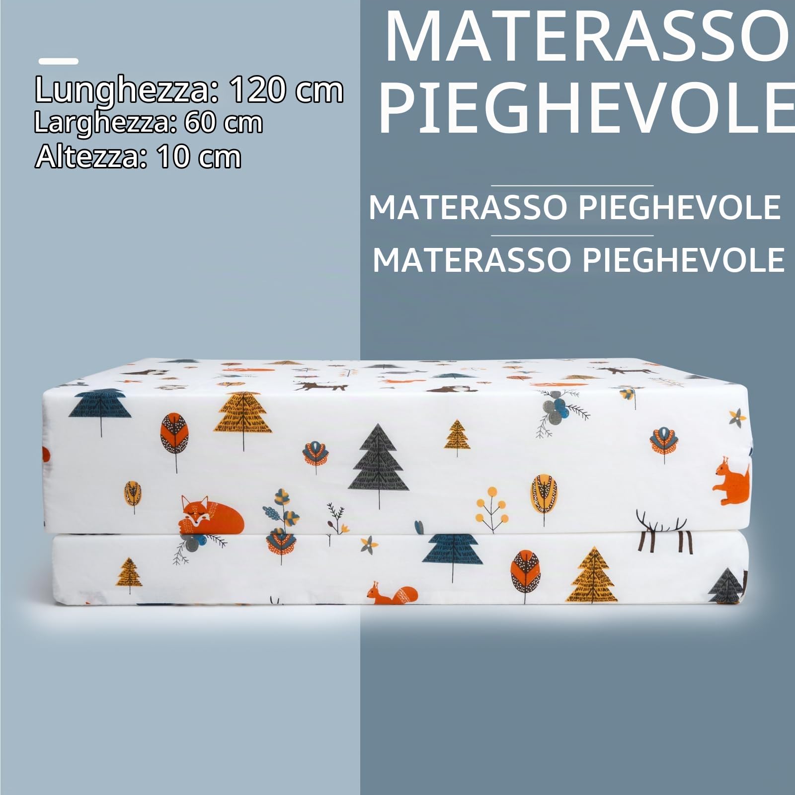 PEKITAS Materasso Culla Lettini Da Viaggio Pieghevole 60x120 cm Spessore 6 cm, Fodera Rimovibile Lavabile, Traspirante, borsa custodia per il trasporto inclusa