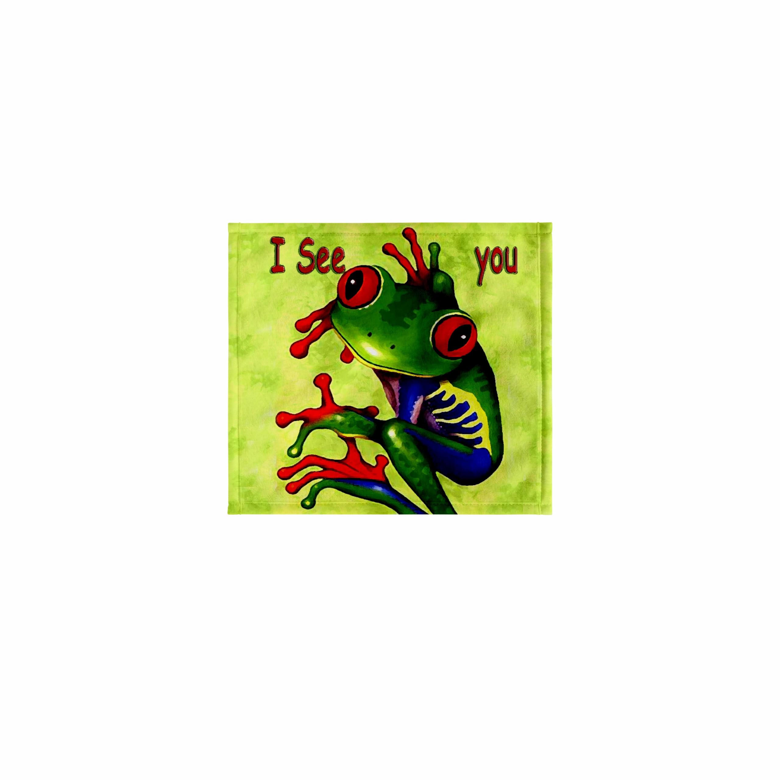 3dRose 11x12 Wash Cloth for Face and Body - Frog I See You Kids Stuff