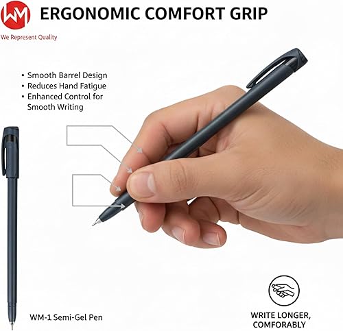 Miniatura 7 de WM Super Semi-Gel Bolígrafos 0.7, Tinta Híbrida de Alto Rendimiento con Secado Rápido, Bolígrafos de Escritura Suave de Punta Fina Negro, Paquete de