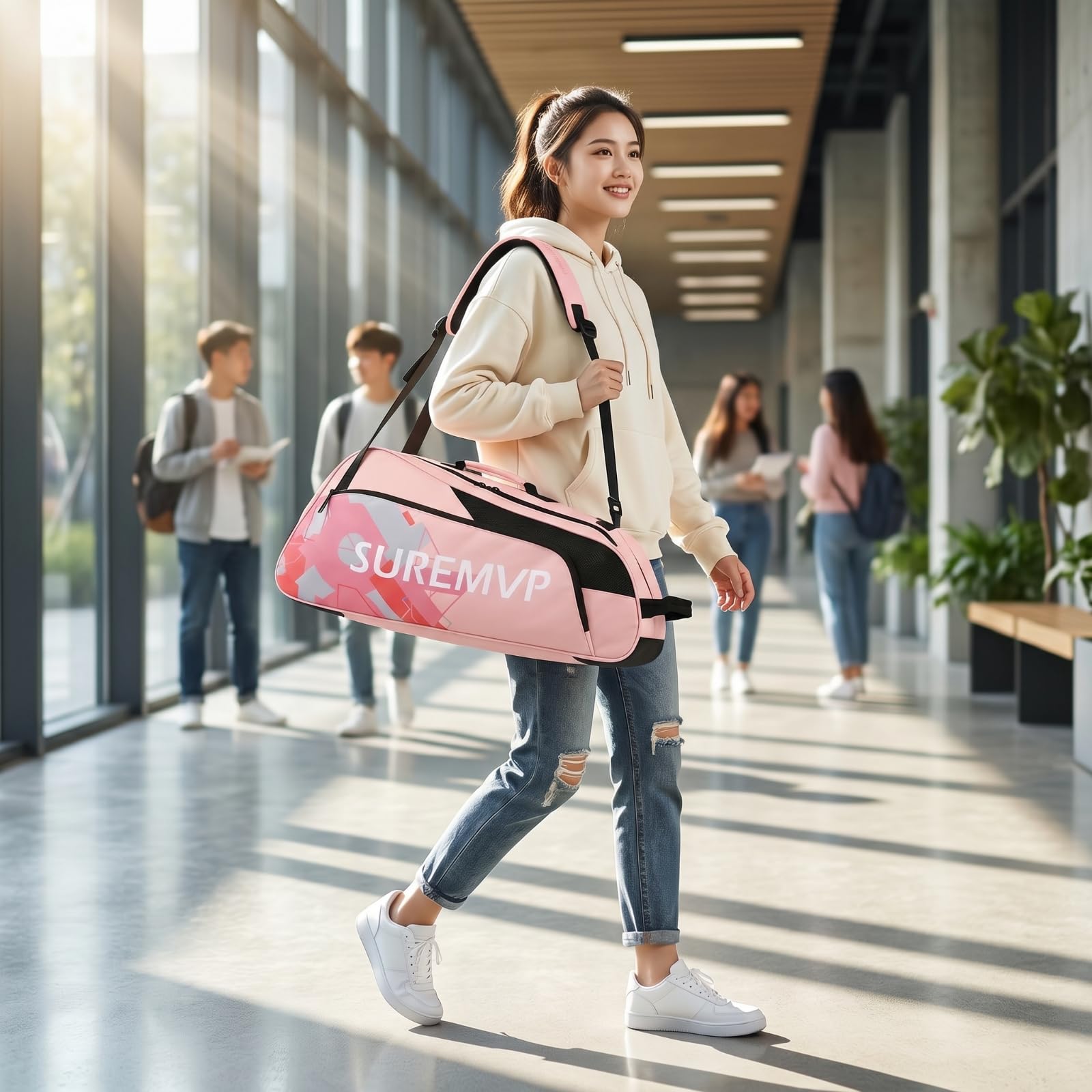 Borsa Porta Attrezzatura Sportiva Zaino Racket Borsa Tennis Borsa Padel Borsa Badminton con Struttura Robusta E Cinghie Regolabili in Oxford E PU, Array, D-10 Verde Pappagallo