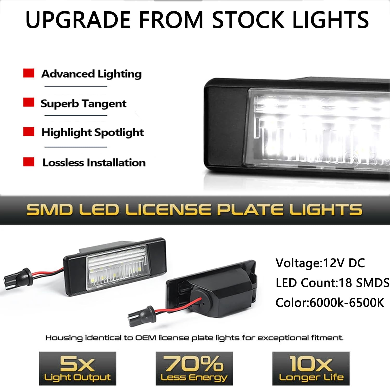 Feux De Plaque LED Pour Nissan X-Trail, Qashqai, Juke, Pathfinder - Blanc 6500K - 2 Pièces Canbus