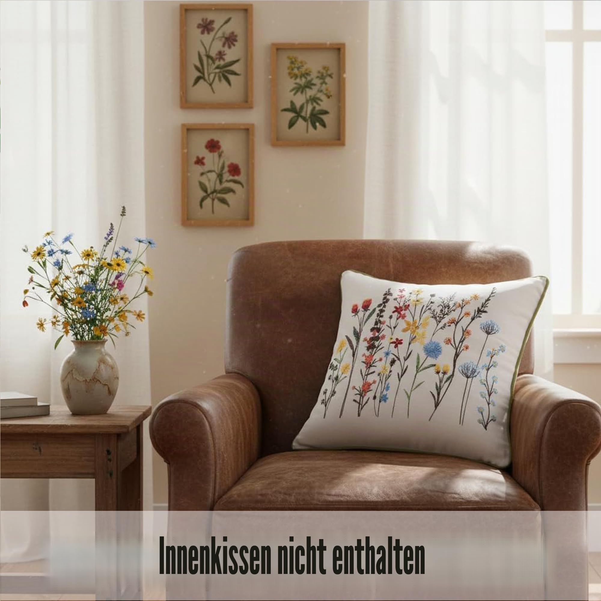 Tosleo Bestickte Kissenbezüge, 45x 45 cm, 2 Stück, Blumen-Kissenbezüge, Moderne dekorative quadratische Kissenbezüge für Sofa, Couch, Schlafzimmer, Wohnzimmer, Auto (kleine Wildblume) Küche, Haushalt & Wohnen