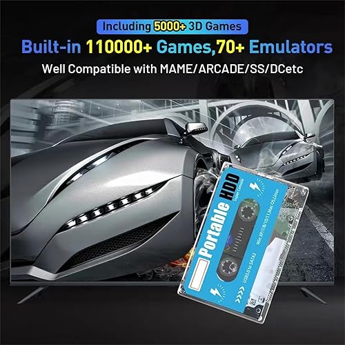 Miniatura 3 de Disco duro portátil retro de 500 GB, más de 55.000 juegos, sistema Batocera 33, compatible con más de 90 emuladores, compatible con