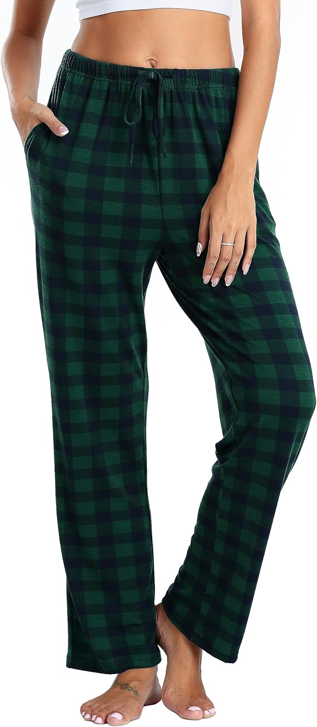 Lovasy Womens Plaid Pajama Pants Casual Drawstring Waist Bottoms Sleepwear Sleep Pants with Pockets S-XXL