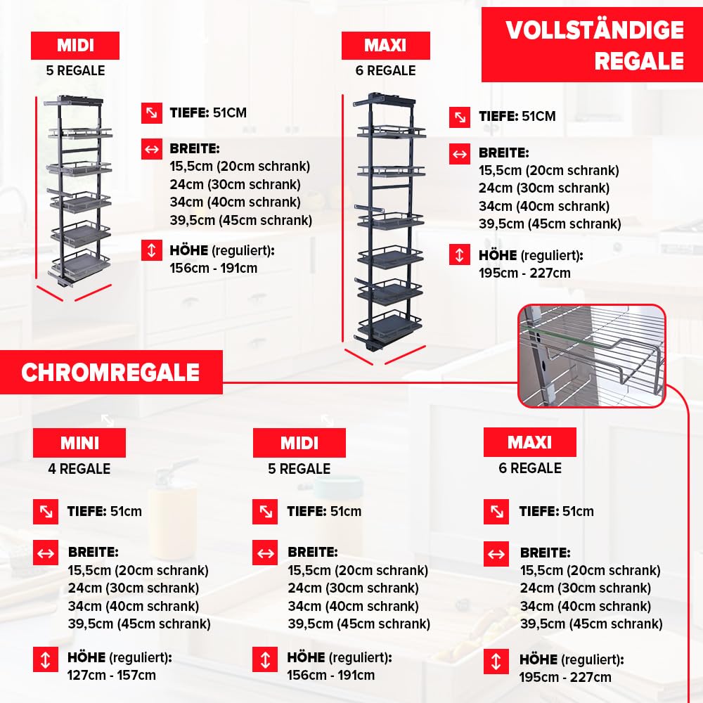 TMY Unterschrankauszug Küchen Schrank Organizer Teleskopschublade
