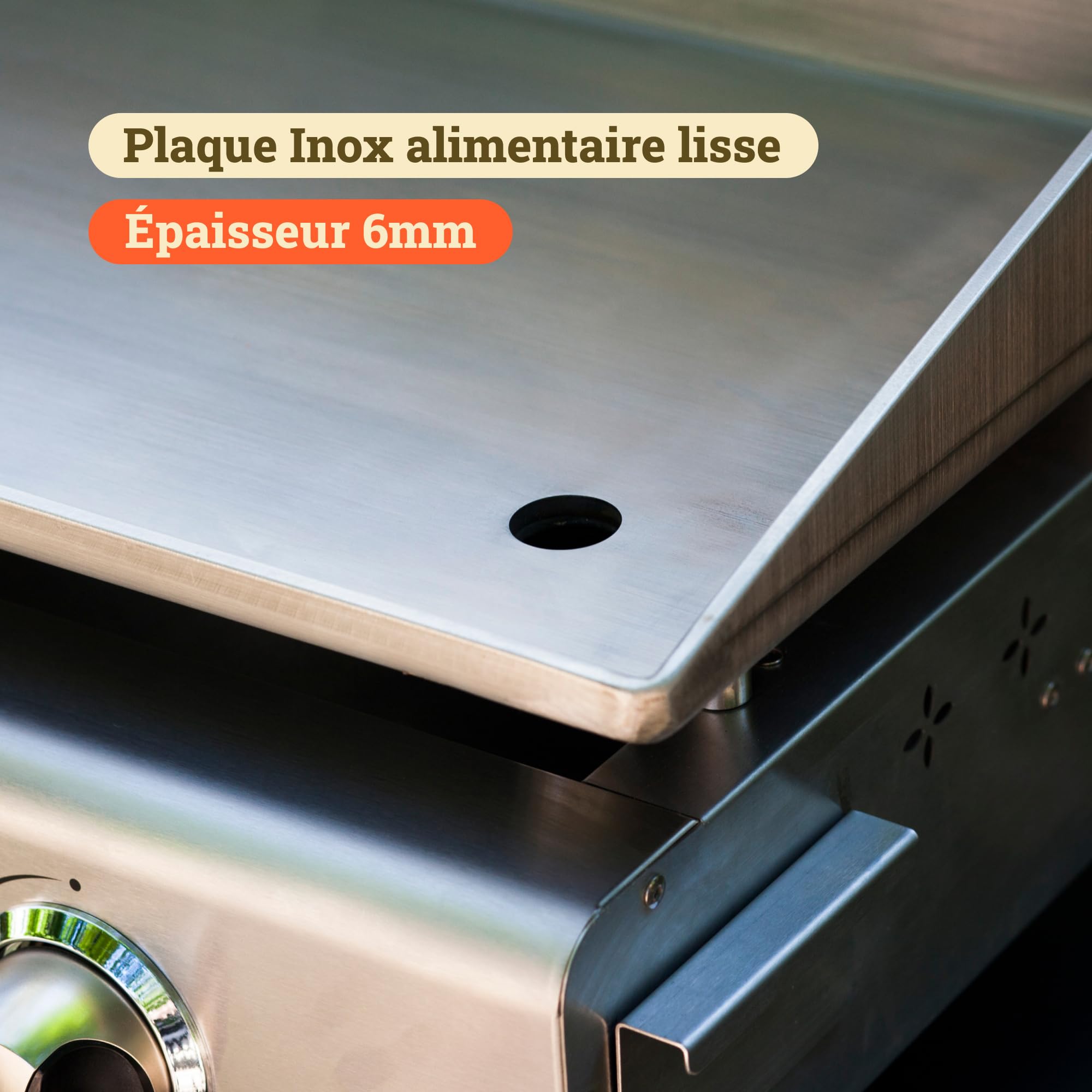 LOER Vivaplancha Plancha Gaz Tout INOX 2 Feux 5 KW - Anti-adhésive et Nettoyage Facile modèle Flamenco