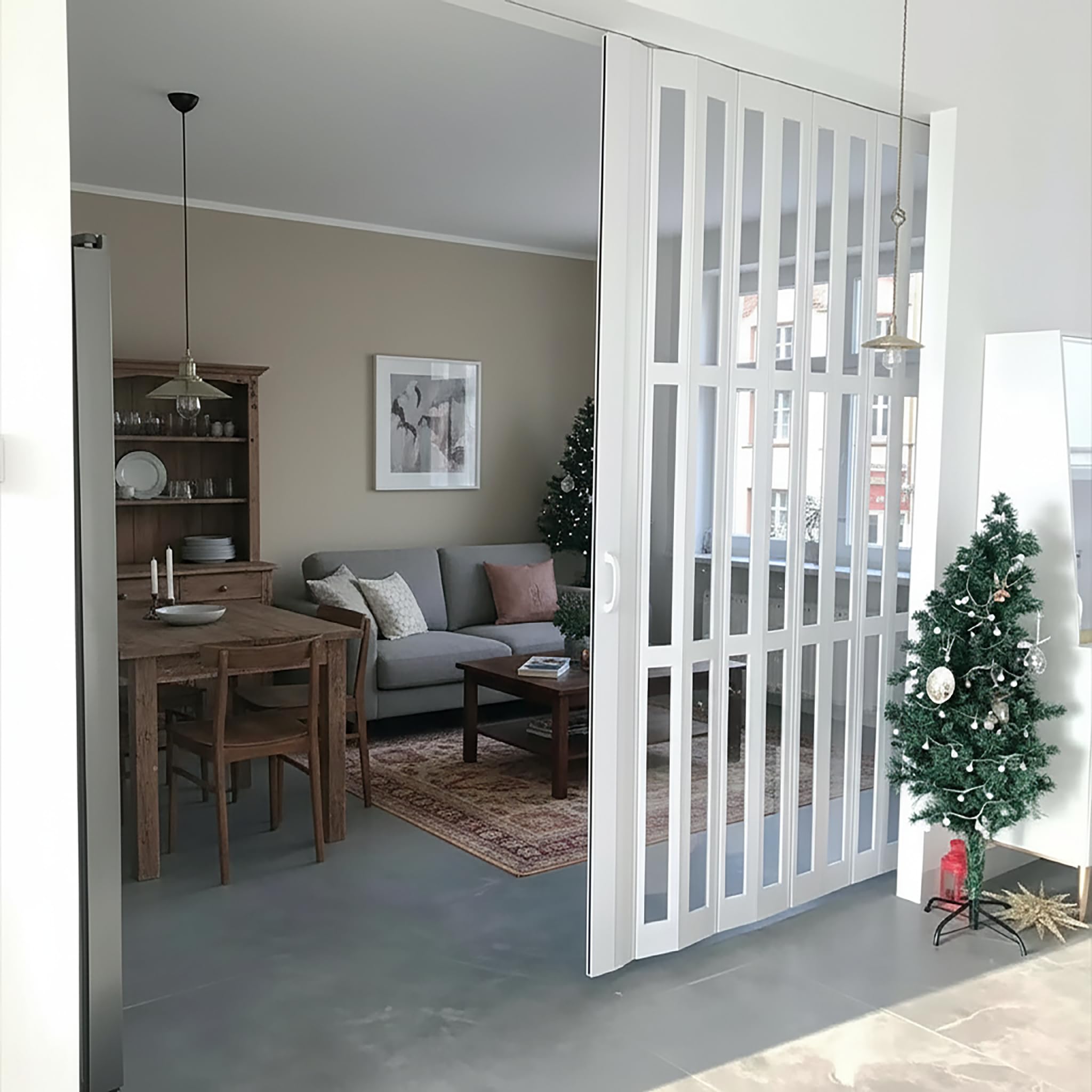 Puerta Acordeon Interior,Puerta Plegable Interior De Pvc Y AcríLico Tipo AcordeóN【W×H:60×203cm】Separador De Ambientes Corredizo,De Pvc Con Cristales Transparentes, Para Gabinete, Armario