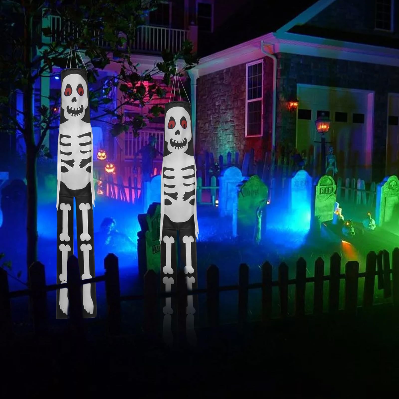 Oemmn Halloween Windsocks Halloween Ghost Wind Sock Flag 47 Inch Halloween Garden Flag Halloween Decorations Halloween Haunted House Party Supplies