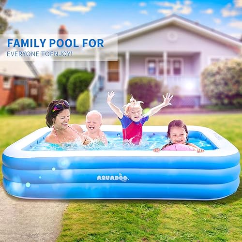 Miniatura 3 de Aquadoo Piscina inflable familiar 118 x 72 x 22 pulgadas piscina inflable de PVC resistente para bebés niños y adultos piscina inflable para niños