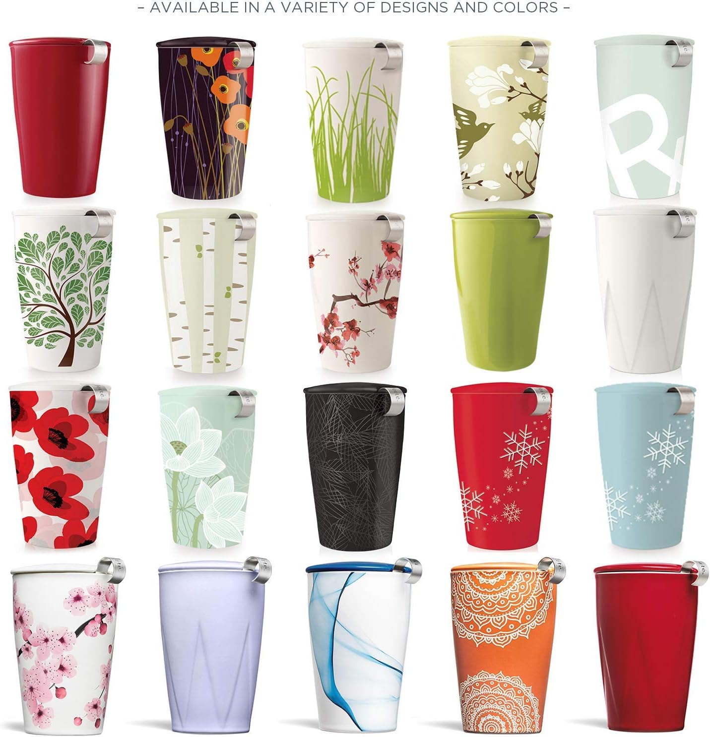 Crazy Deals Tea Forte Kati Cup Green Leaves, Ceramic Tea Infuser Cup with Infuser Basket and Lid for Steeping Loose Leaf Tea