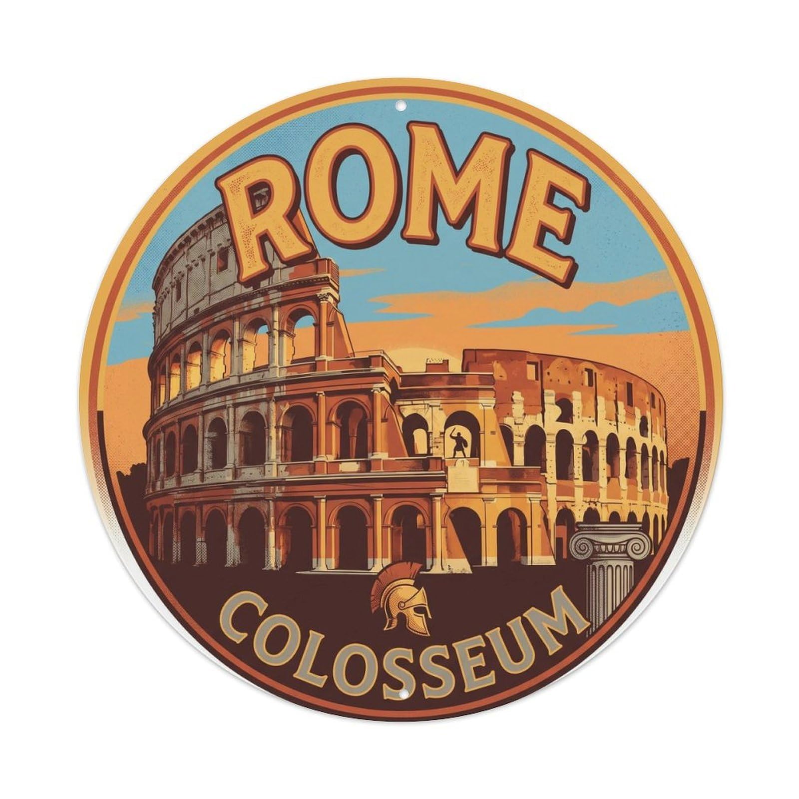 Rome Italy Heritage City Travel Colosseum Vintage Metal Tin Sign