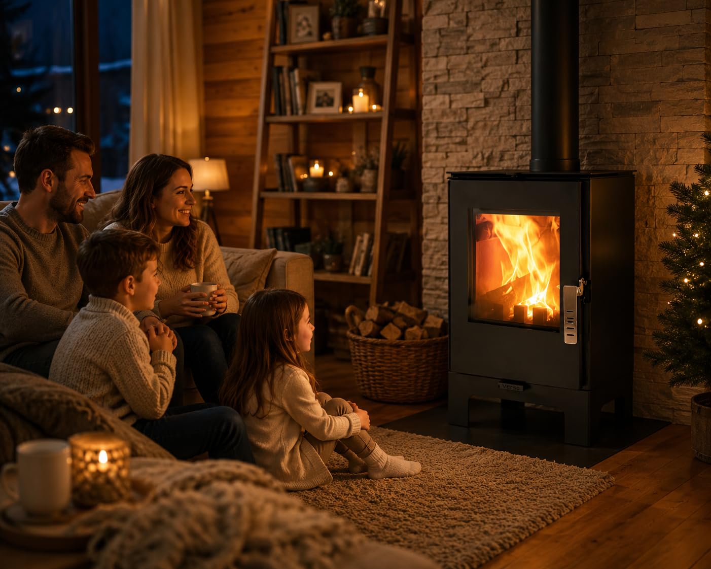 Verso - Stufa a legna da 2 l, 5 kW, 80,2% di alta efficienza, piastra superiore ultra compatta del corpo in acciaio (non ghisa), piccola stufa per 60-80 m³, Eco Low Emissions, 150 mm