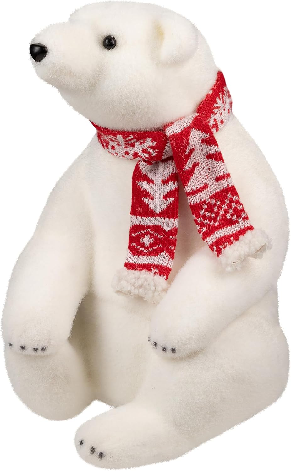 Northlight Sitting Polar Bear with Scarf Christmas Figure - 12.25" - White and Red