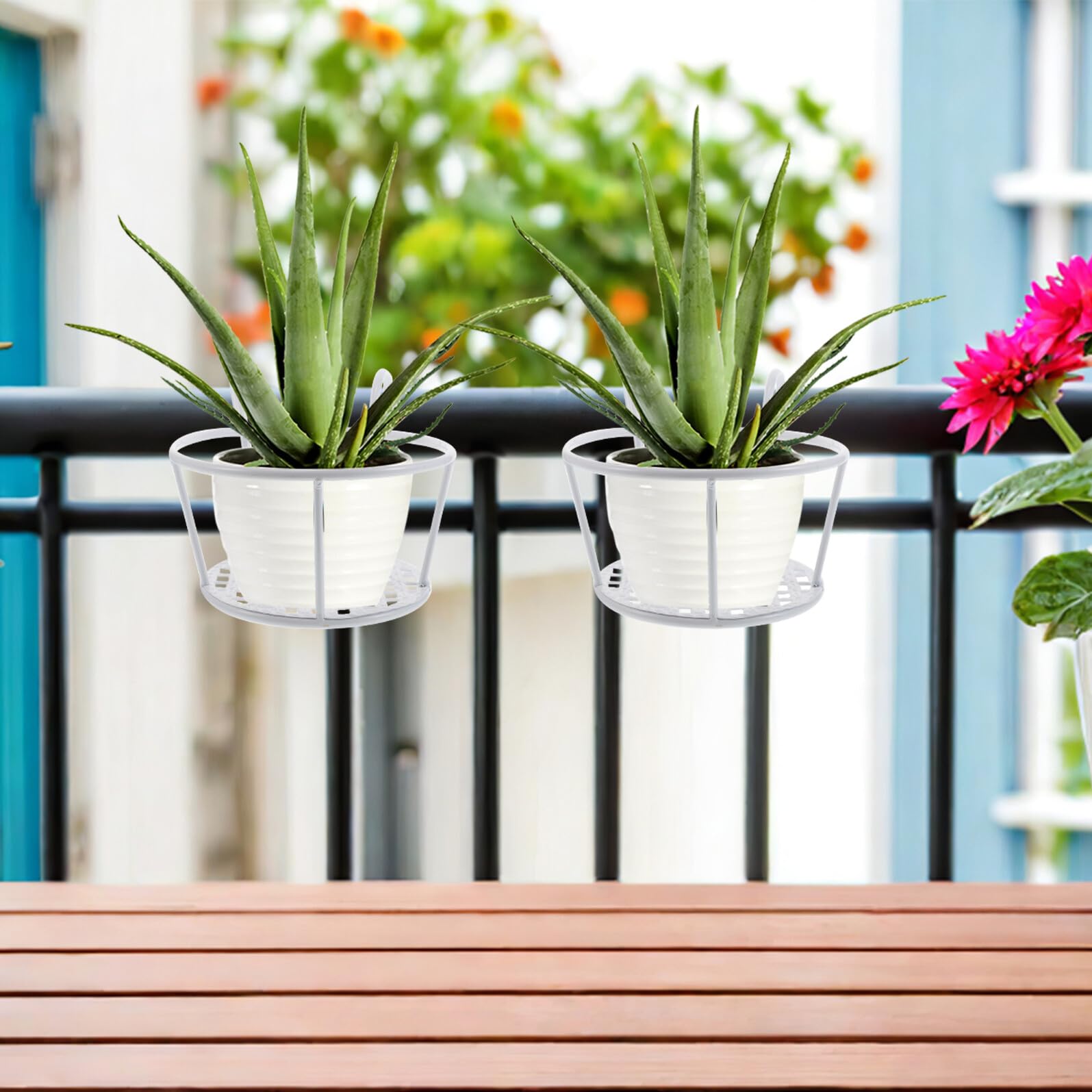 Mikikit 3piezas Estantería Colgante Para Flores De Balcón De Hierro Soporte Para Macetas Jardín Terraza