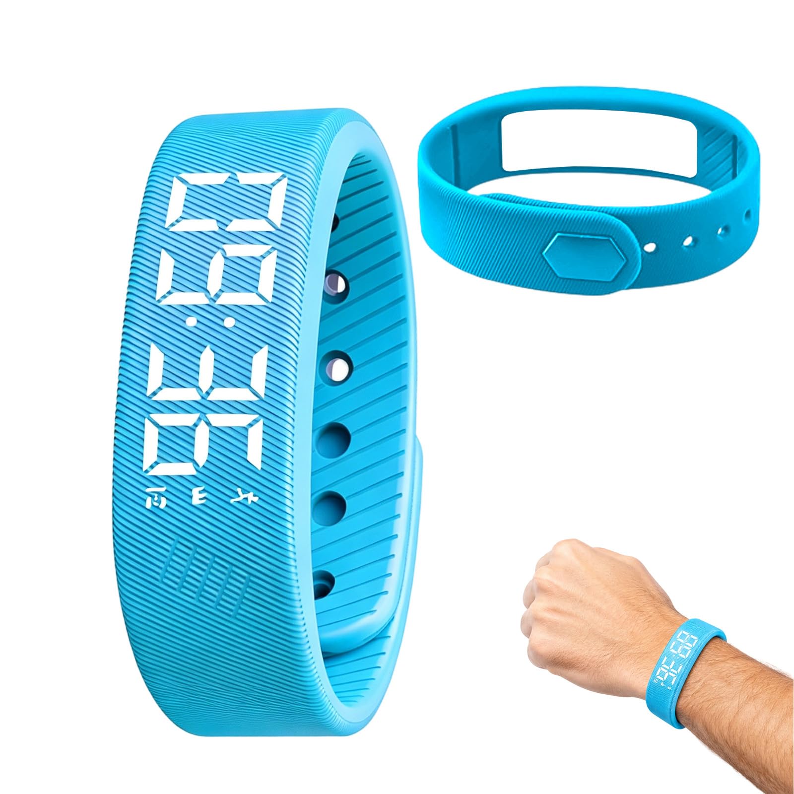 Xivicii Pedometer Watch, Silent Waterproof Vibration Wake Up Digital Fitness Watch with Adjustable Strap for Running Hiking