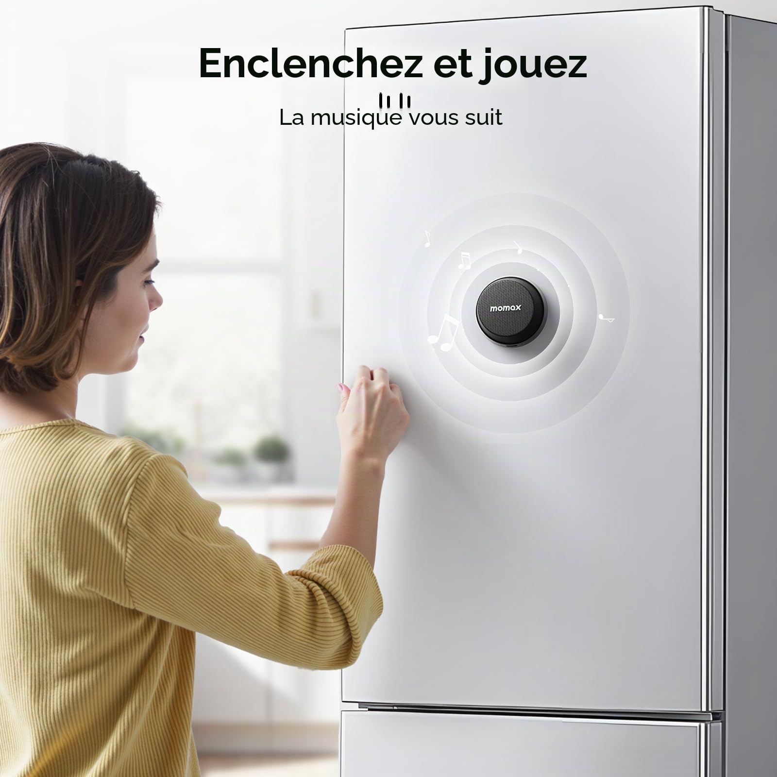 MOMAX Enceinte Bluetooth Ultra‑Portable sans Magnétique, IPX6 Étanche Mini Baffle Haut Parleur TWS‑Stéréo, 12 Heures d’autonomie, Enceinte USB‑C d'extérieur Compacte pour Fête ou Bureau