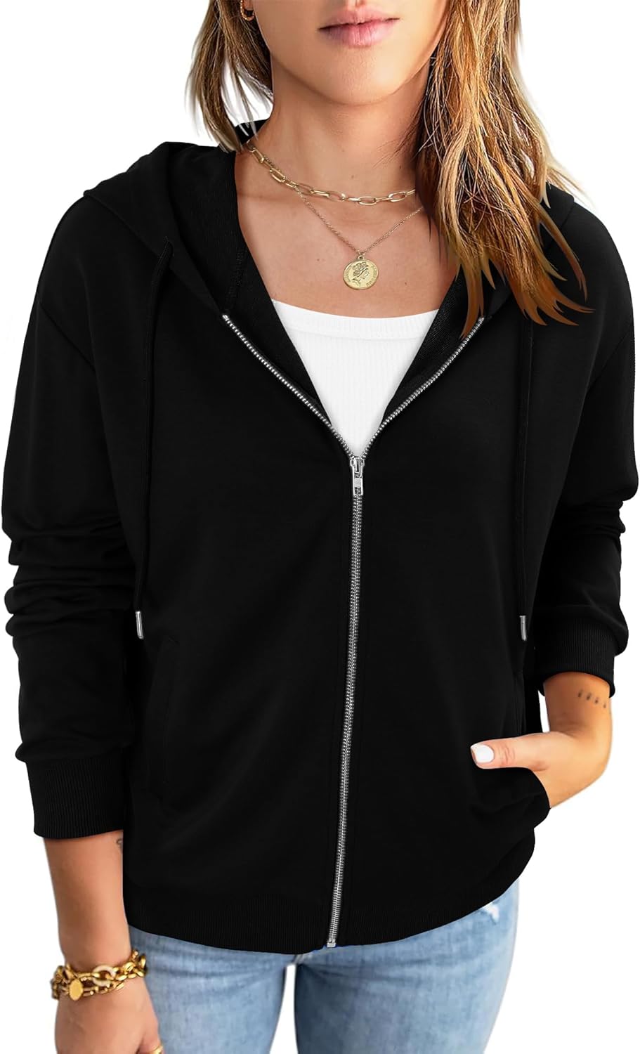 CRAZY GRID Women's Zip Up Jacket Casual Long Sleeve Sweatshirts Fall Coat Outerwear Windbreaker with Pockets S-XXL - Image 2