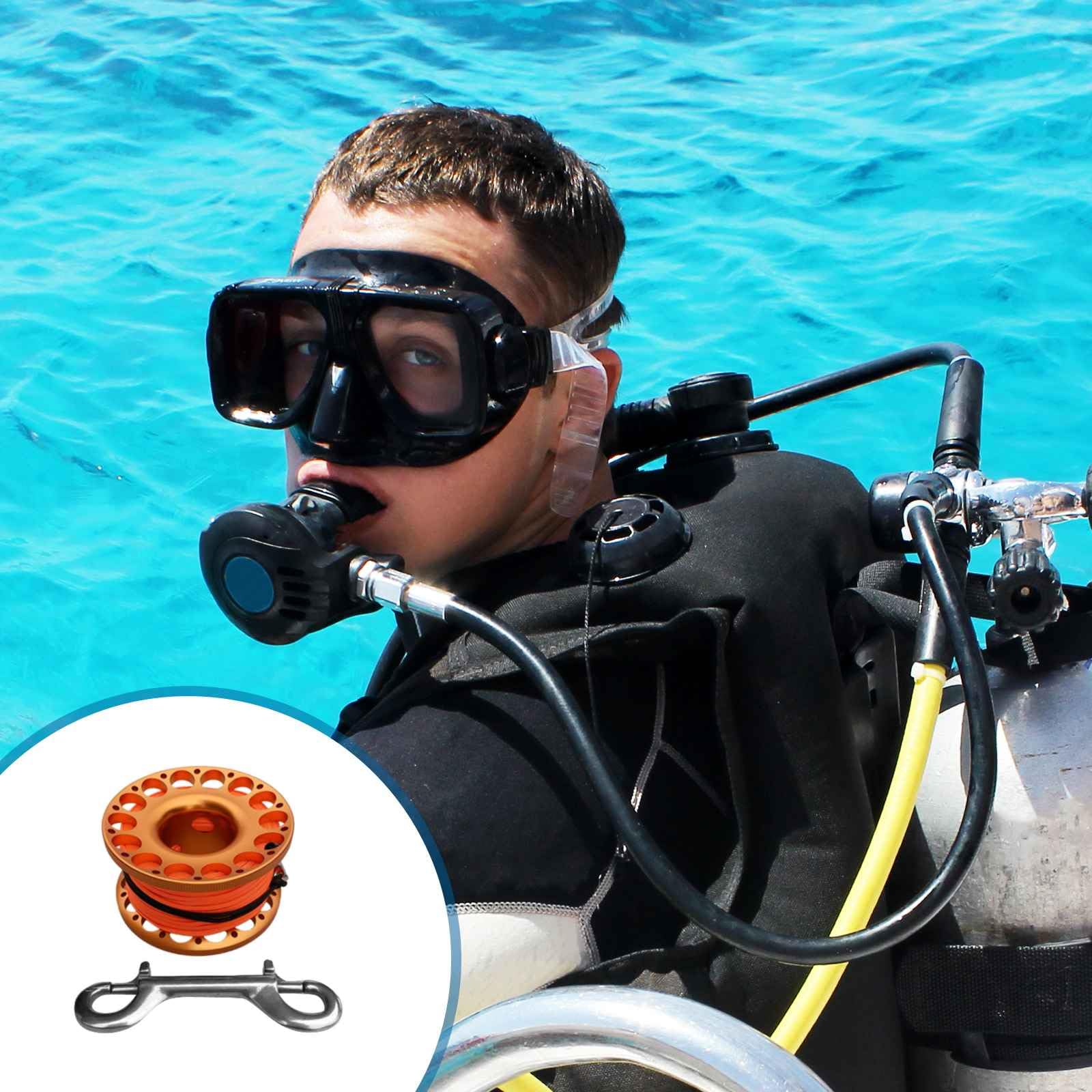Sharplace Tauchen Reel, Aluminium Finger Spool Reel Scuba Diving Spool Reel 30 m Tauchspule mit Karabinerhaken Karabiner Fingerhaspel Spule zum Tauchen Schnprcheln Unterwasser Wassersport