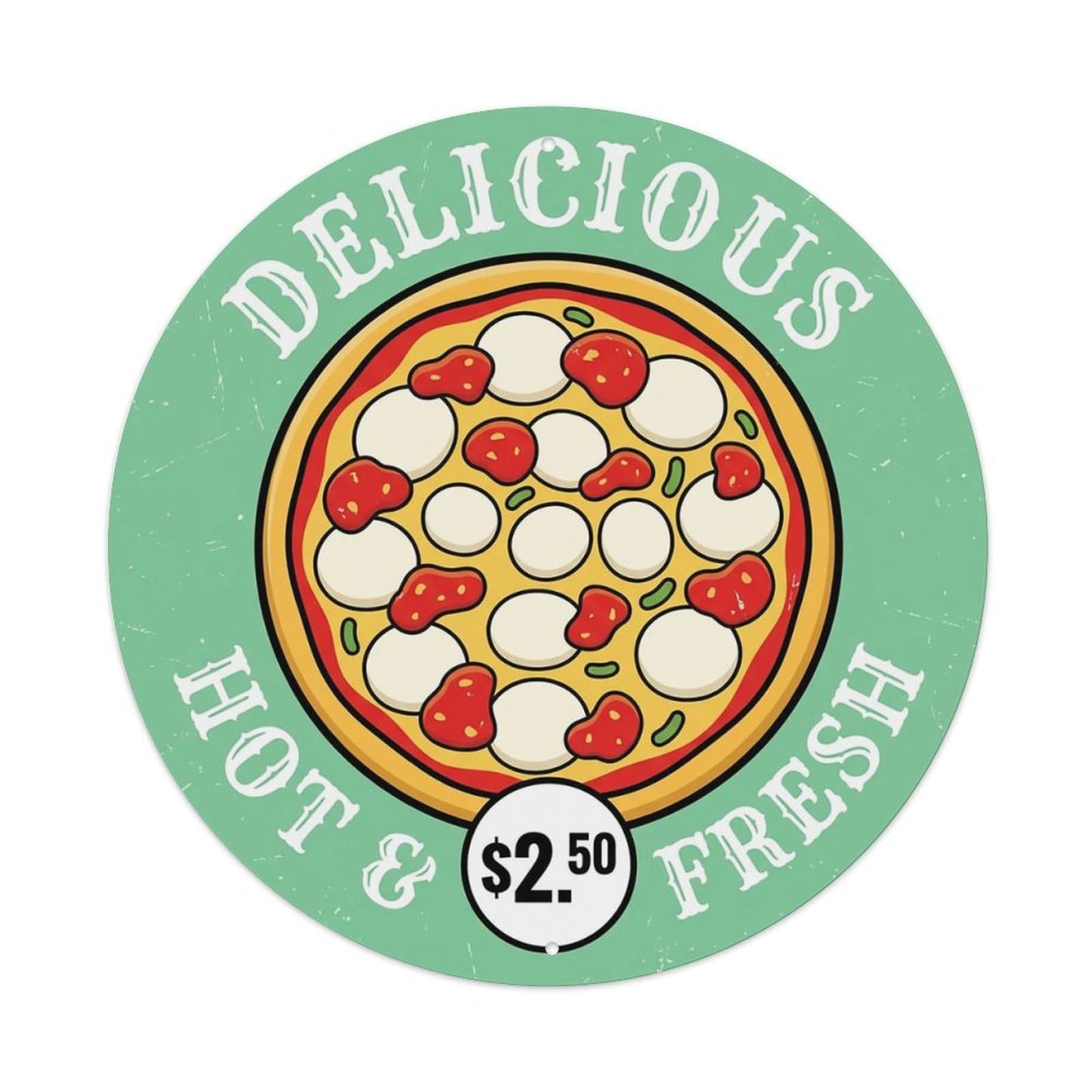 Huiyhb 8X8inch(20X20cm) Vintage Pizza Slice Italian Traditional Cuisine Mozzarella Metal Tin Sign