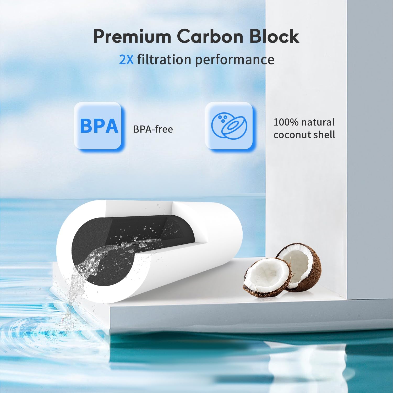 3 Pack W10295370a Refrigerator Water Filter Compatible with Whirlpool Water Filter 1,W10295370,EDR1RXD1,P4RFWB,Kenm0re 46-9081,Kenm0re 46-9930(Blue) - Image 3