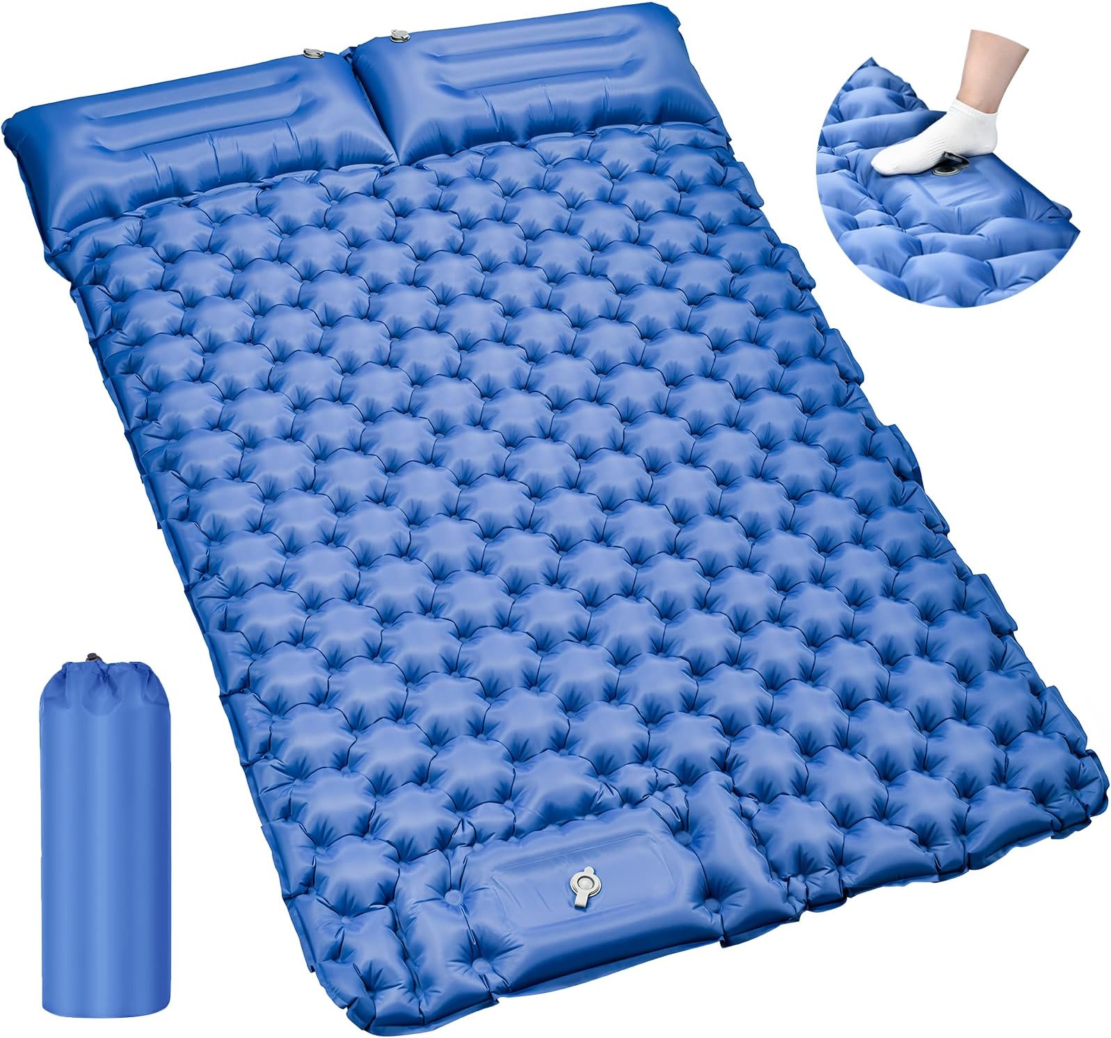 Matelas De Camping Auto-gonflant AKSOUL – Ultra-léger, Grand Format 1 Personne – Bleu Paon