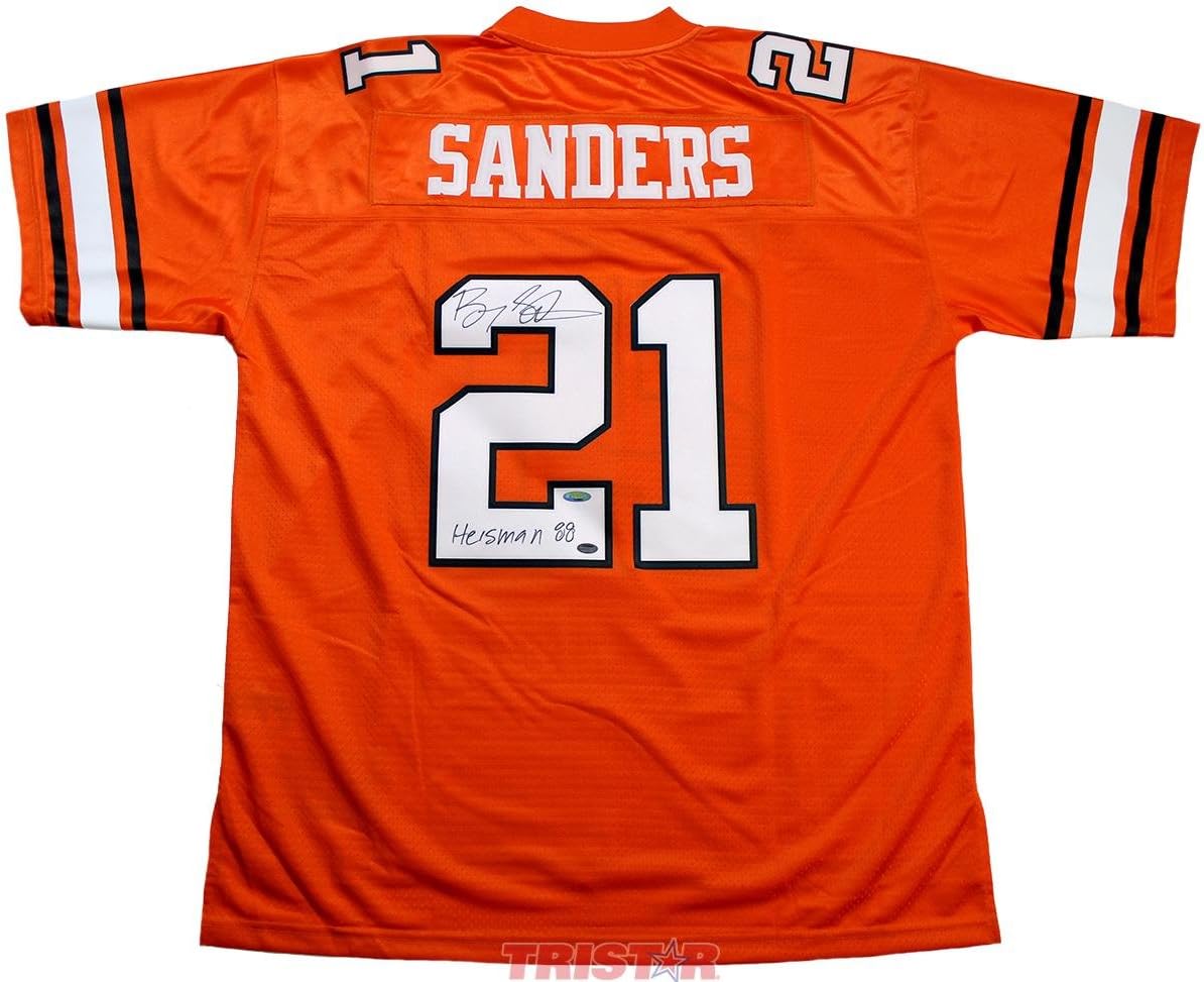 Barry Sanders Signed Jersey Inscribed Heisman 88 Autographed