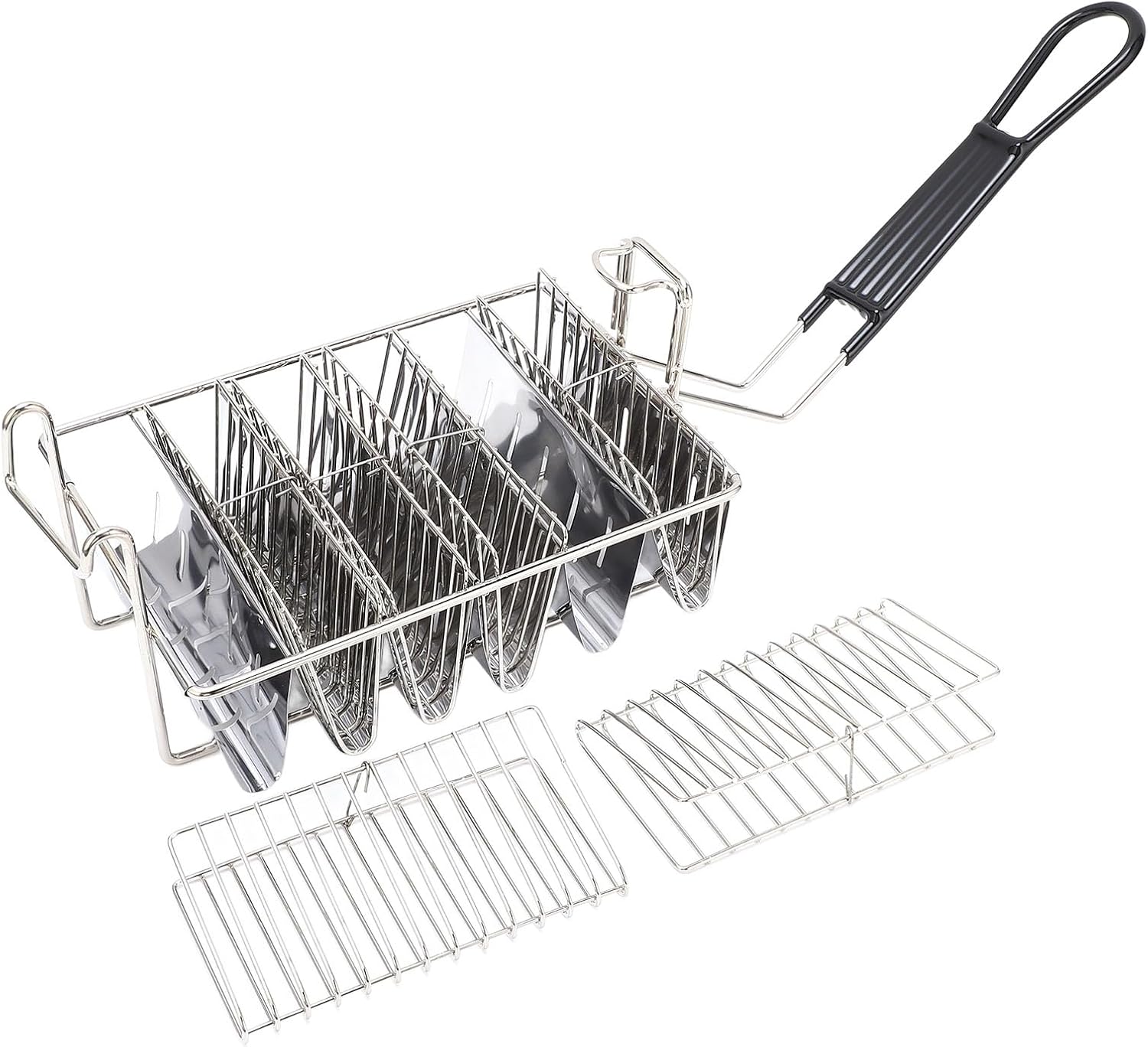 Taco Shell Basket for Frying, Stainless Steel 6 Shells Taco Shell Maker with Long Handle, Taco Maker | Taco Holder | Taco Fryer Basket | Taco Frying Rack for Homemade Taco Shells
