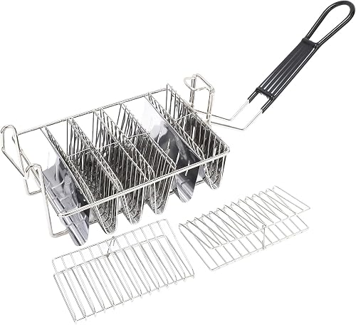 Taco Shell Basket for Frying, Stainless Steel 6 Shells Taco Shell Maker with Lon