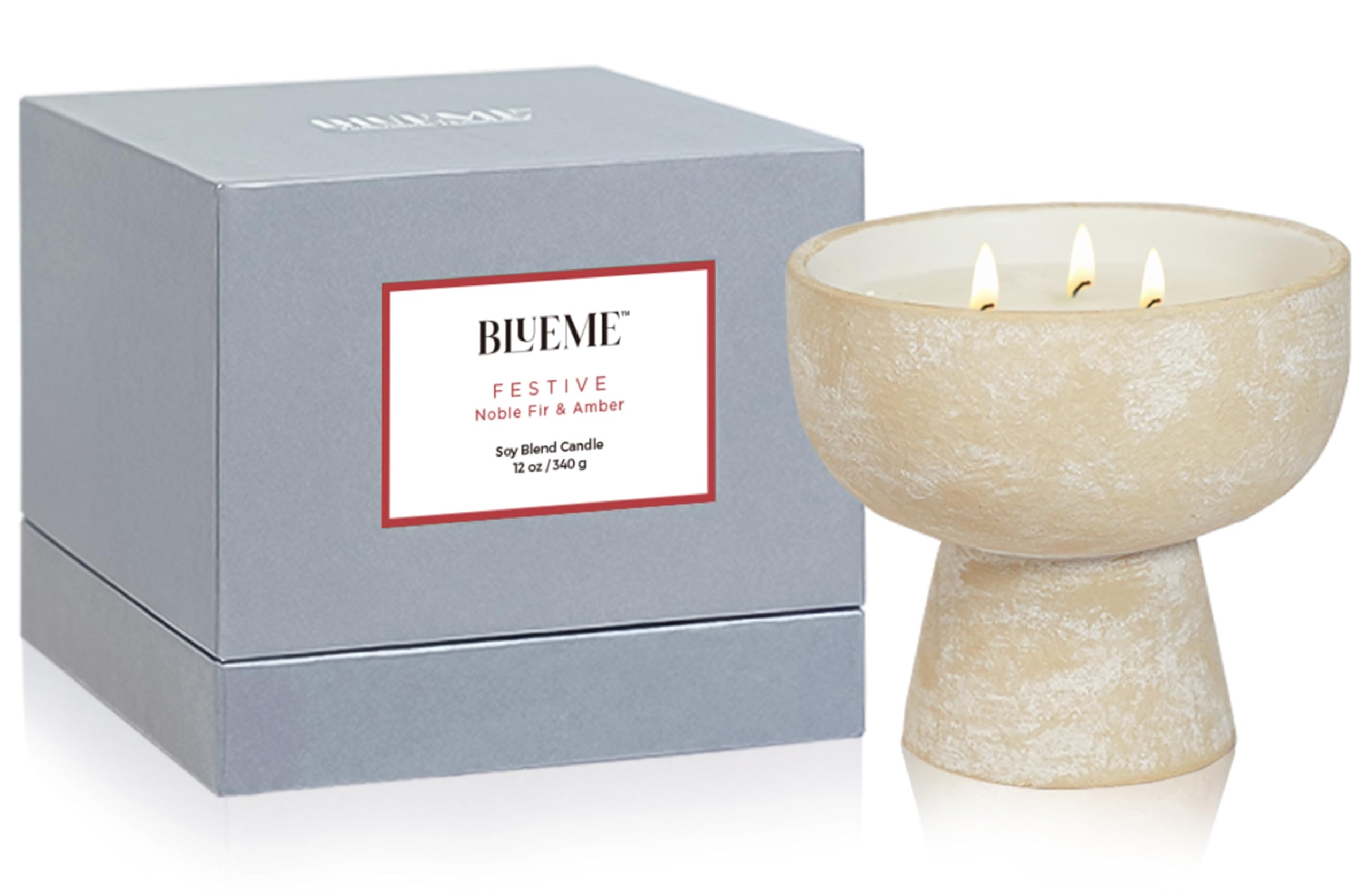 BluemeFestive-Noble Fir & Amber, 3 wick, Refillable Candle