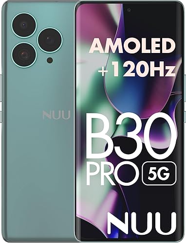 NUU B30 PRO 5G Teléfono celular AMOLED 6.7 "Cámara selfie, Dimensity 7050 120Hz Dual SIM. (Verde, 256, GB, 12, GB)