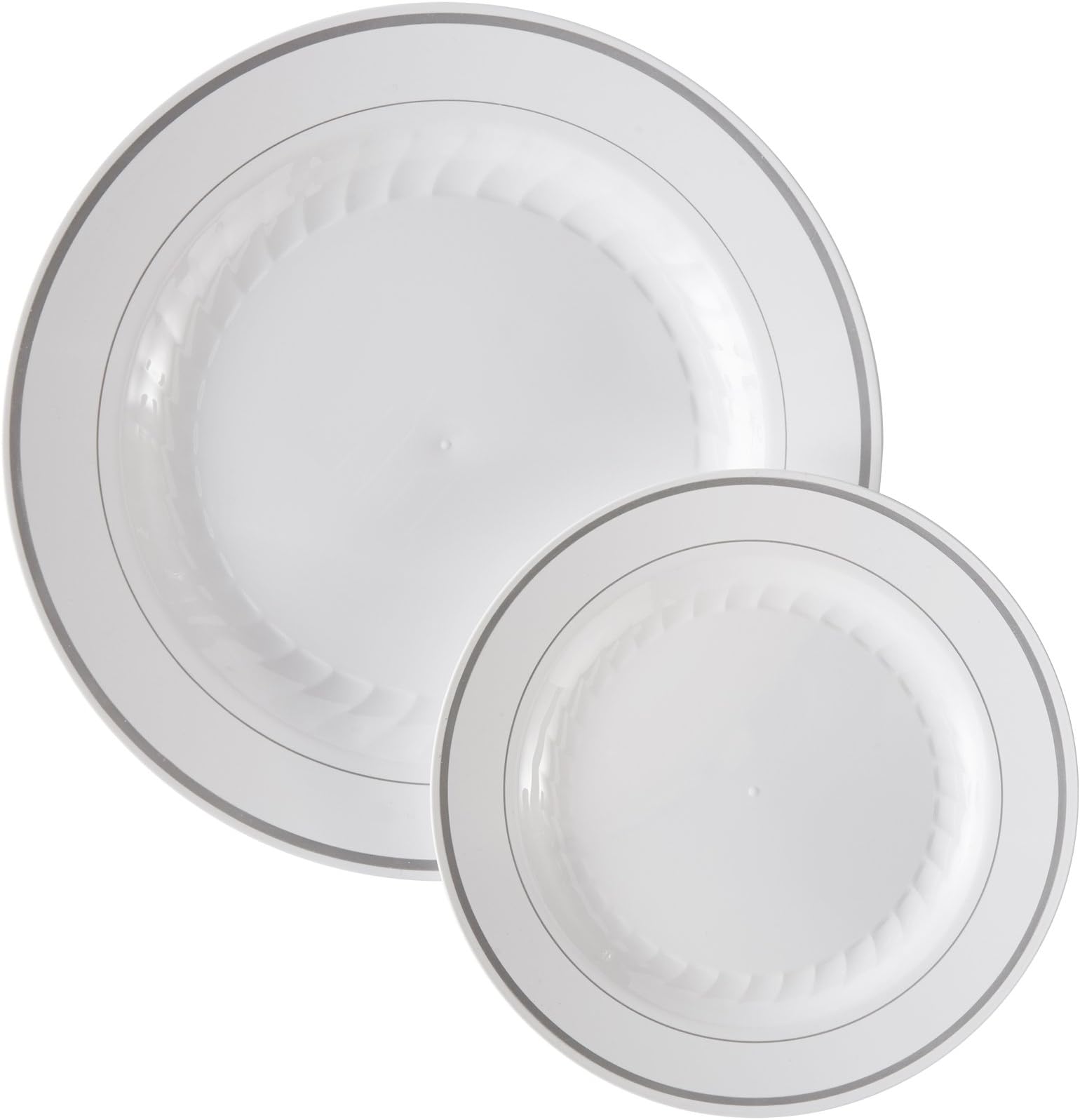 Masterpiece Premium Quality Heavyweight Plastic Plates: 25 Dinner Plates and 25 Salad Plates