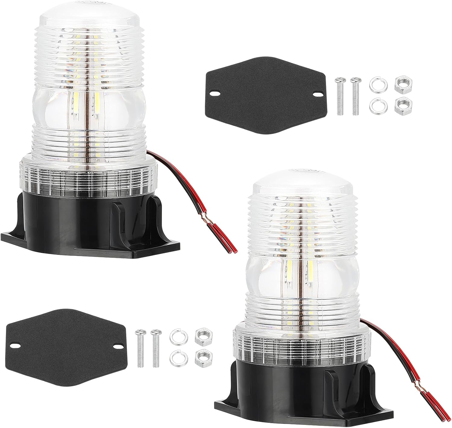 PATIKIL LED Strobe Warning Lights, 2Pcs 10V-80V Leds Flashing Lamps with Magnetic Base for Truck Tractor Vehicle Roof Forklift Golf Cart Mower UTV Car, White