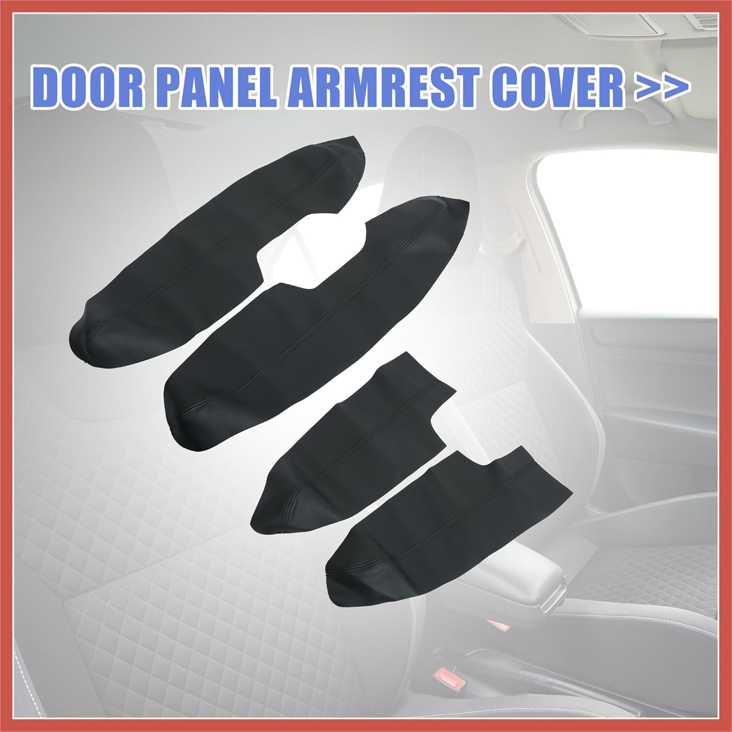 ACROPIX 1 Set Front Rear Cover Armrest Cover Pad Replacement Microfiber Leather for Nissan X-Trail 2014-2018 Black Car Parts