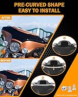 Vista 5 de PBYMT Parabrisa biselada con ranuras pulidas de acero inoxidable en forma de murciélago, cromada, compatible con Harley Tri Electra Street Glide