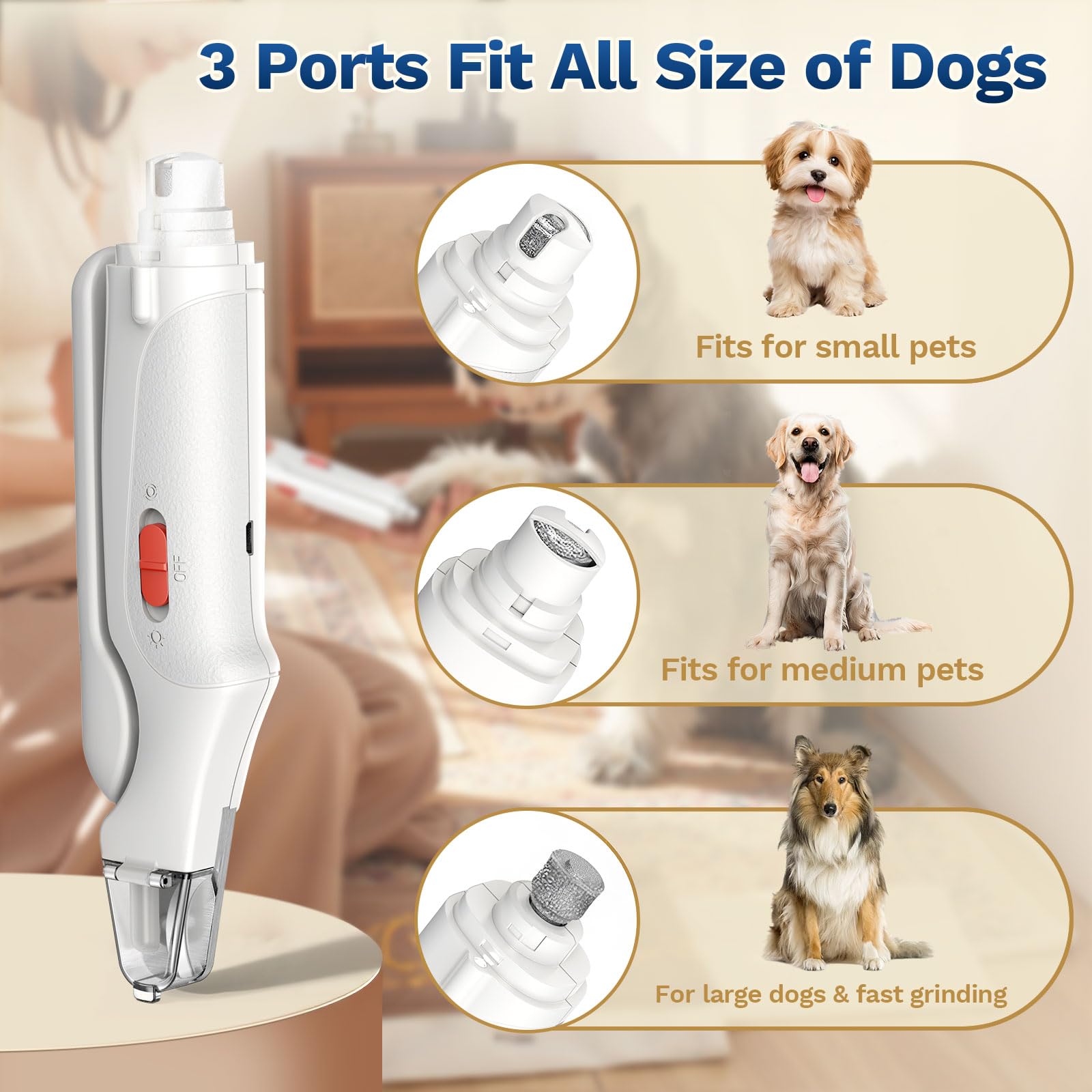 2 in 1 Dog Nail Clippers & Cat Nail Clippers Trimmers for Large Medium Small Dogs Cats Claw Trimmer Quick Sensor and Safety Guard USB Rechargeable Dogs Nail Trimmer with Catcher & 2 LED Lights - image 5