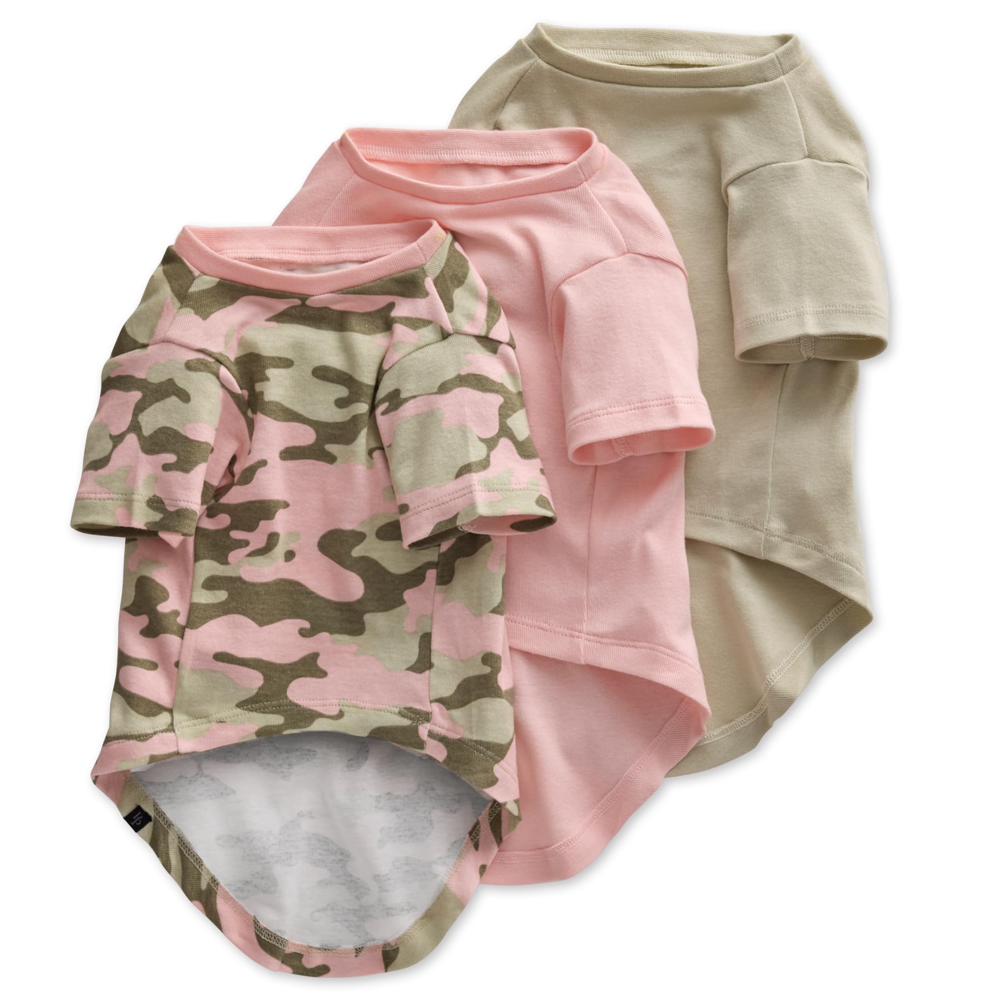 Pet Passion 3-Pack Short Sleeve Pet T-Shirt 100% Organic Cotton Tees Clothes for Small, Medium, Large Dogs​​ | Toby II, Pink Camo, X-Large — image 1