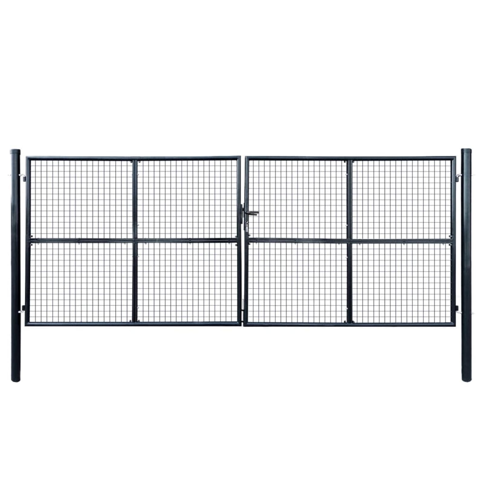 Brama ogrodowa z siatki 400 x 150 cm z ocynkowanej stali, malowana proszkowo, regulowana 407-413 cm, w zestawie słupki i 3 klucze do użytku na zewnątrz